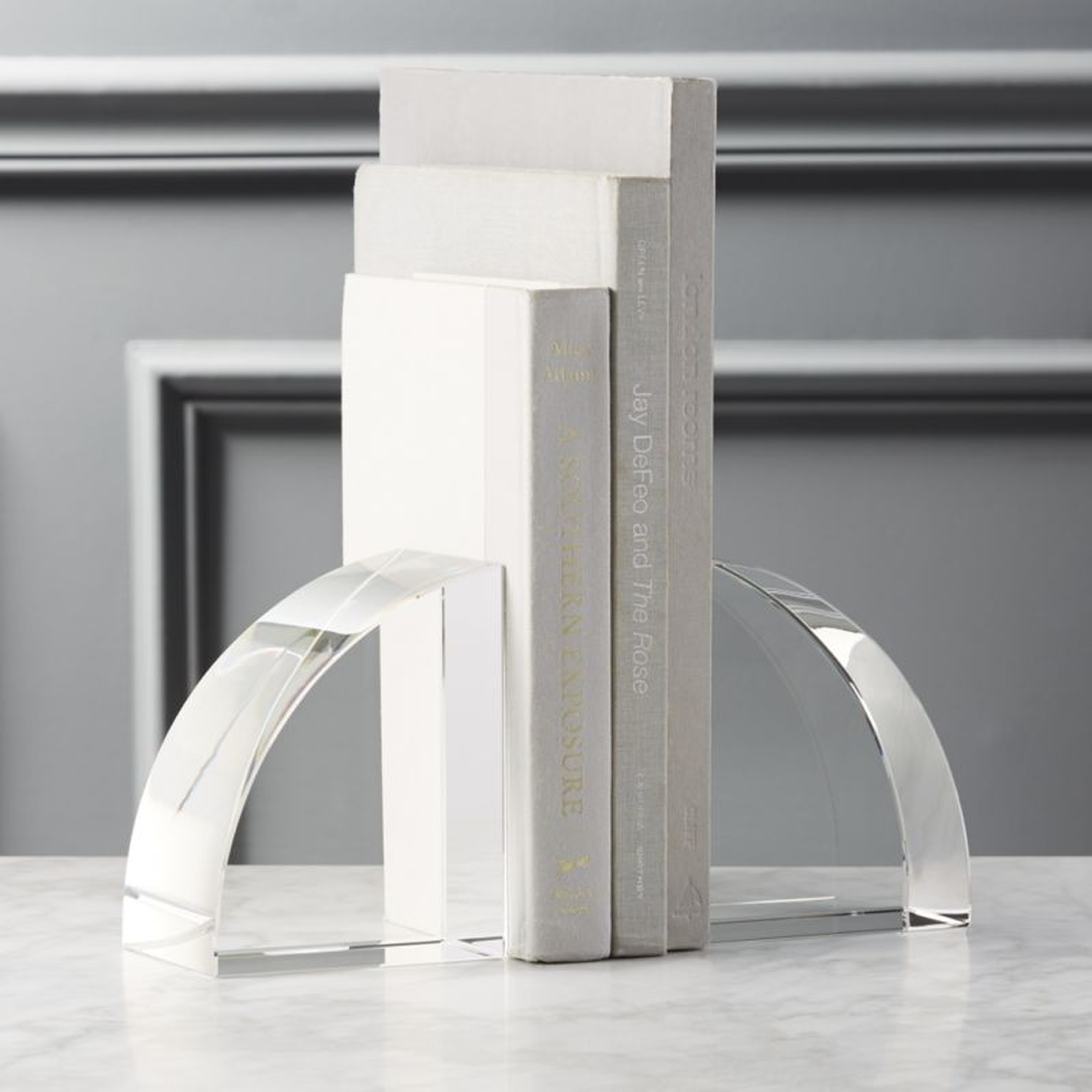 Modern Curved Crystal Glass Bookend - CB2