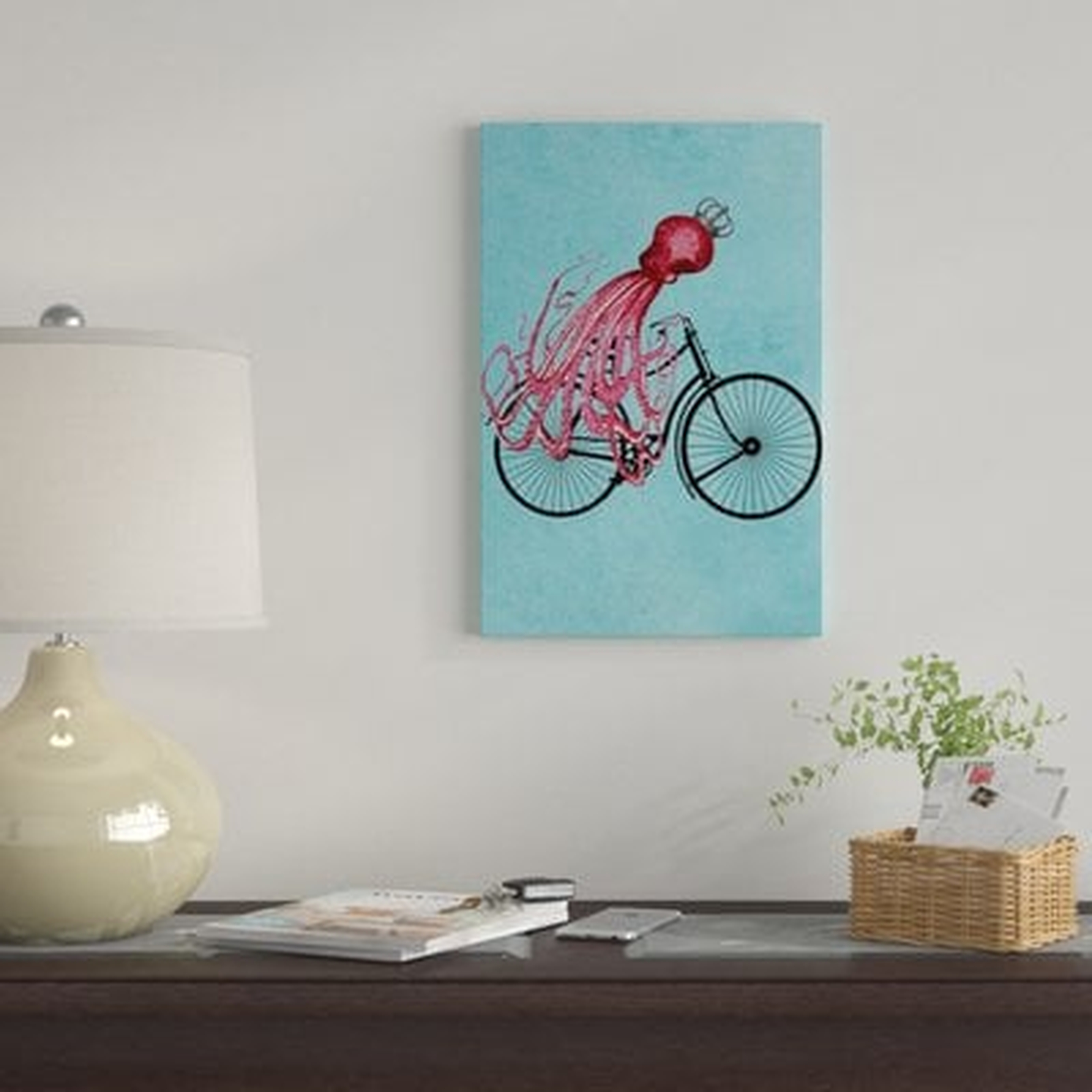 'Octopus On Bicycle' By  Coco de Paris Graphic Art Print on Wrapped Canvas - Wayfair