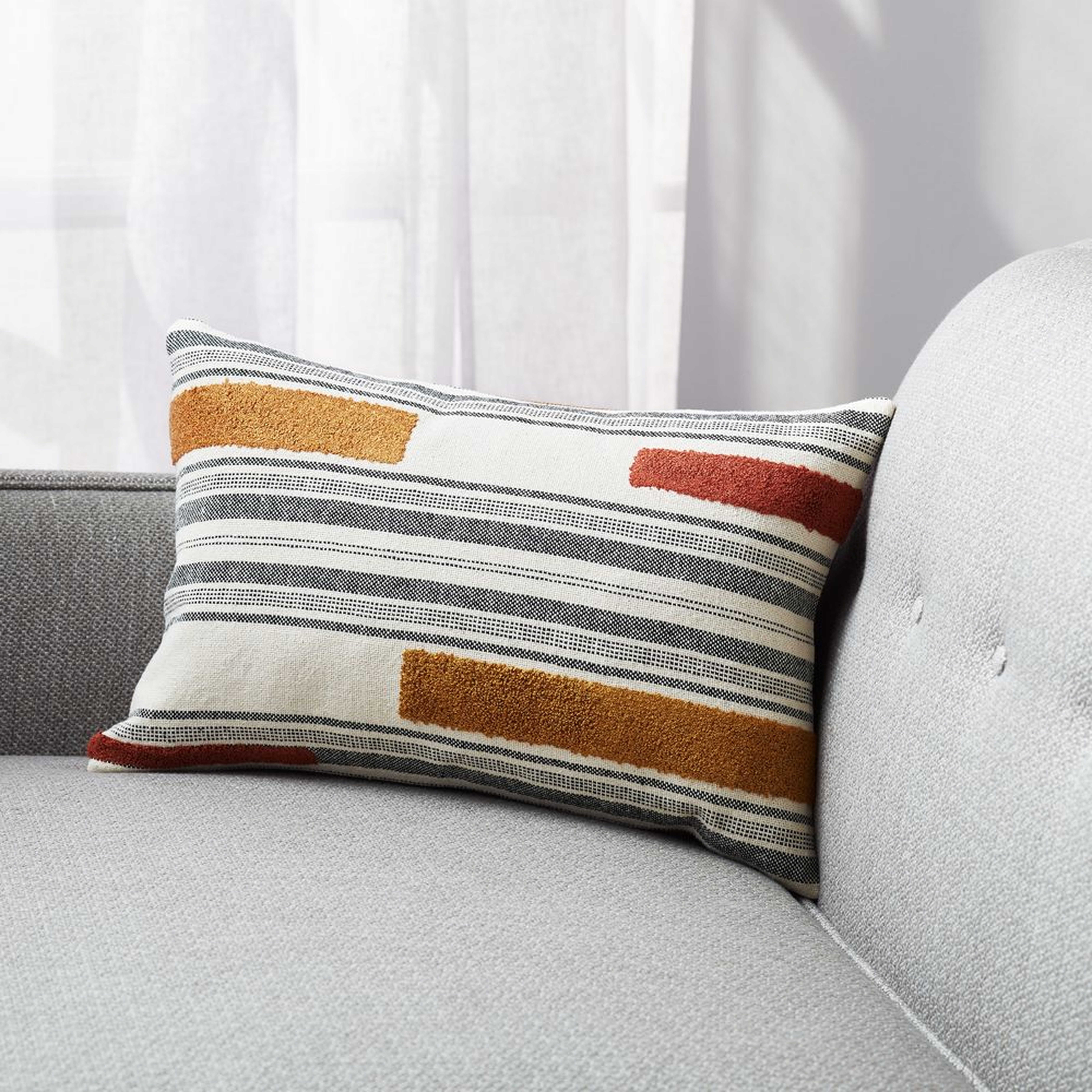 Reims Stripe Pillow with Down-Alternative Insert 18"x12" - Crate and Barrel