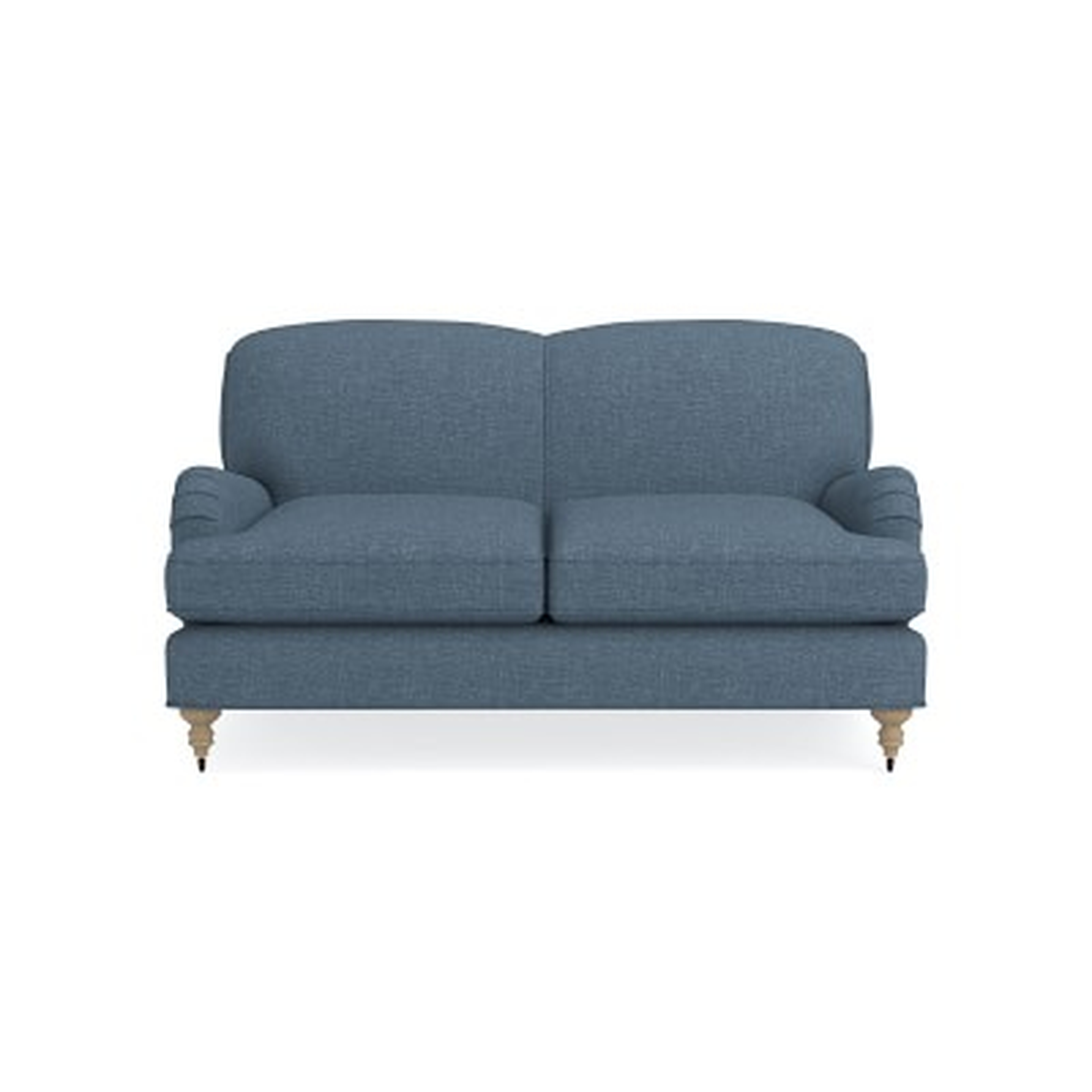 Bedford 61" Loveseat, Standard Cushion, Laundered Belgian Linen, Ciel, Natural Leg - Williams Sonoma
