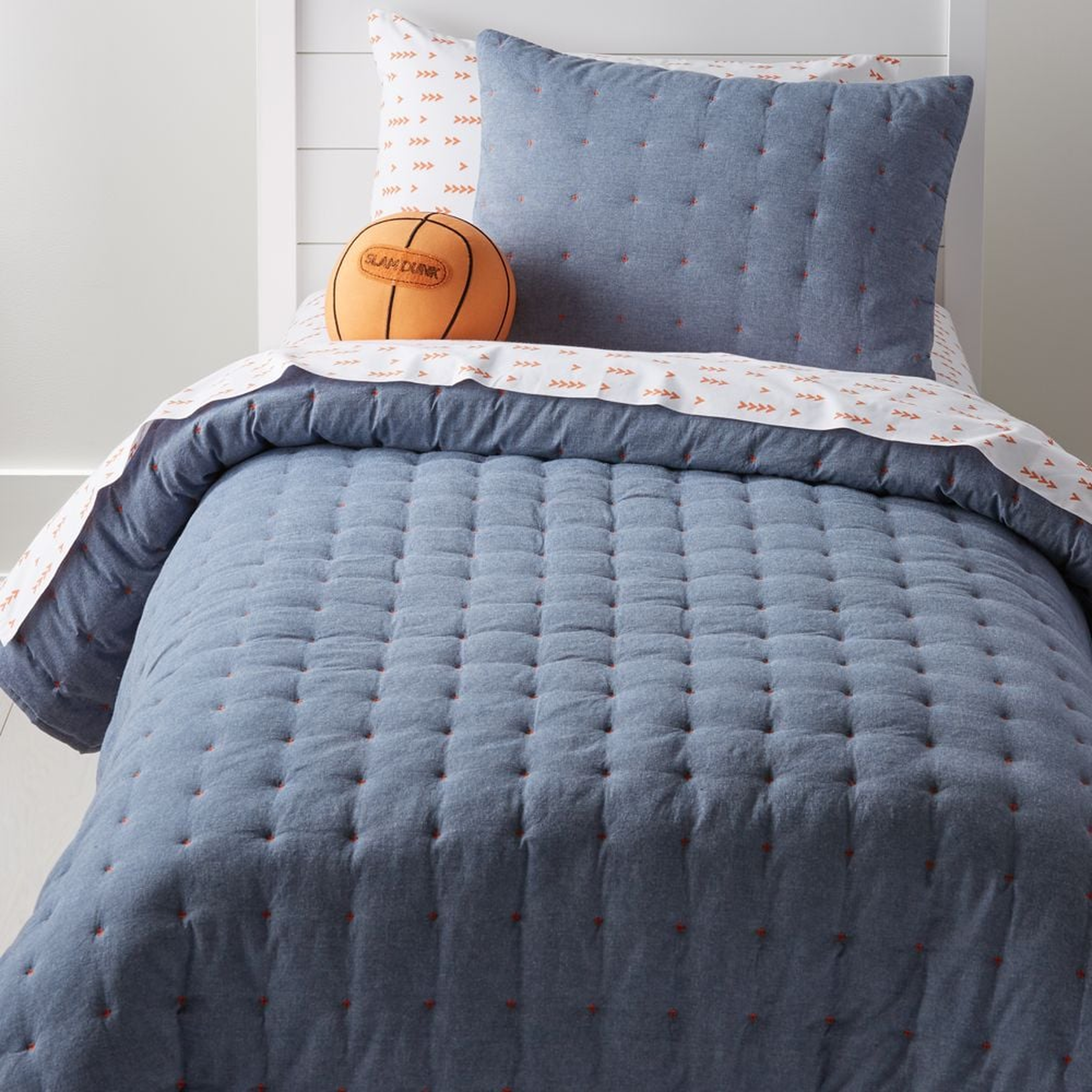 Chambray Blue Kids Twin Quilt - Crate and Barrel