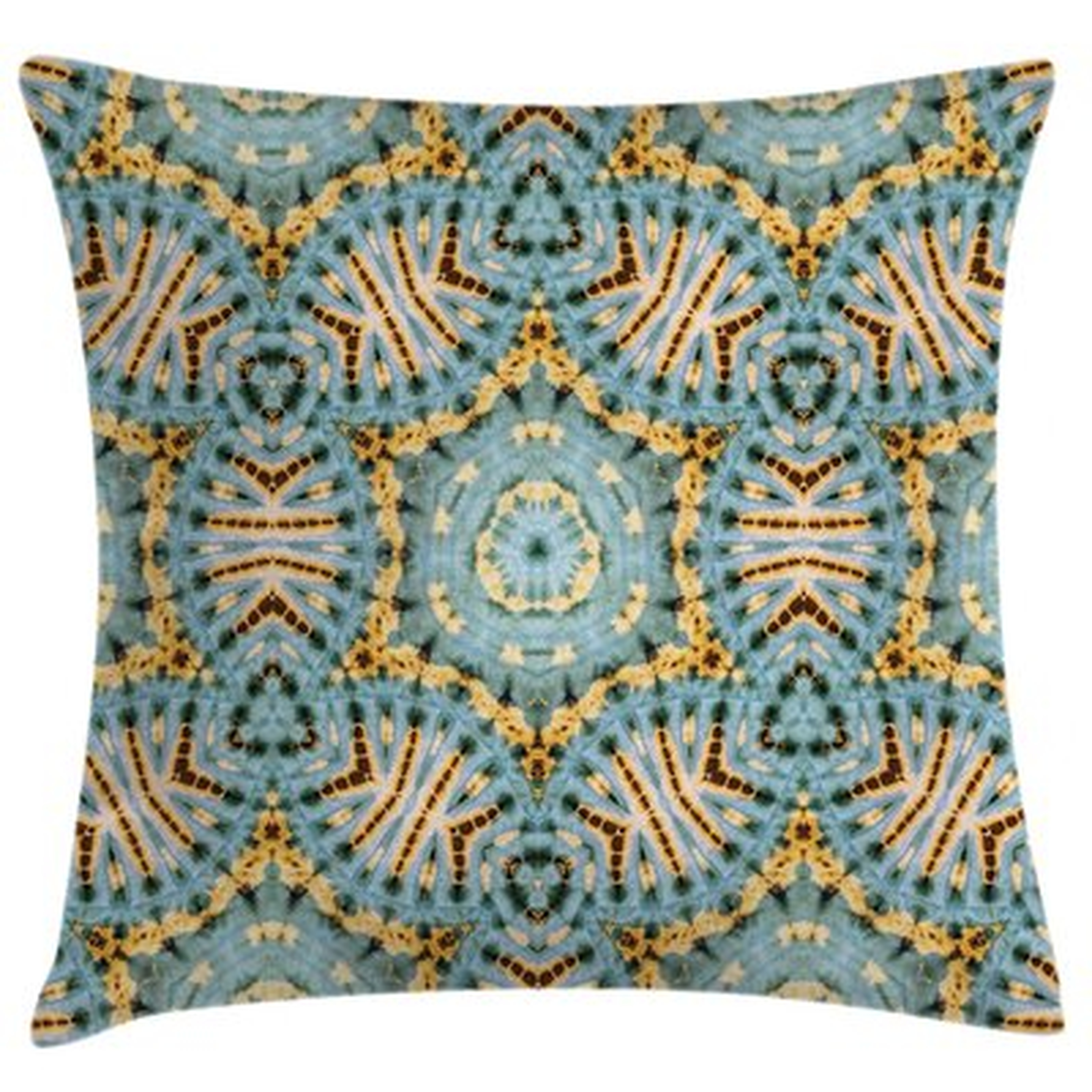 Ambesonne Boho Throw Pillow Cushion Cover, Boho Pattern With Odd Geometric Triangles Shapes Oriental Art Print, Decorative Square Accent Pillow Case, 28" X 28", Blue Yellow - Wayfair