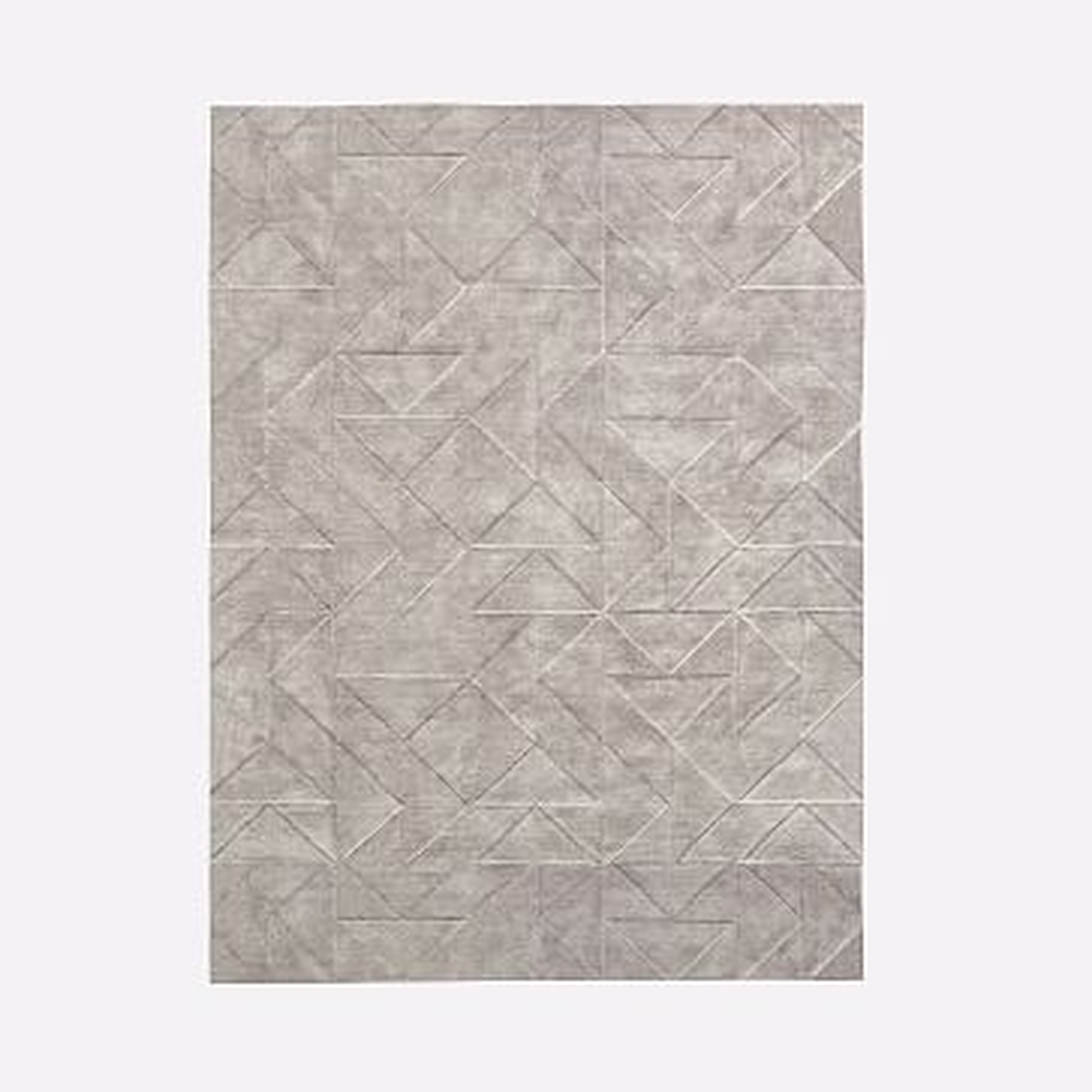 Carved Triangles Wool Rug, Platinum, 9'x12' - West Elm