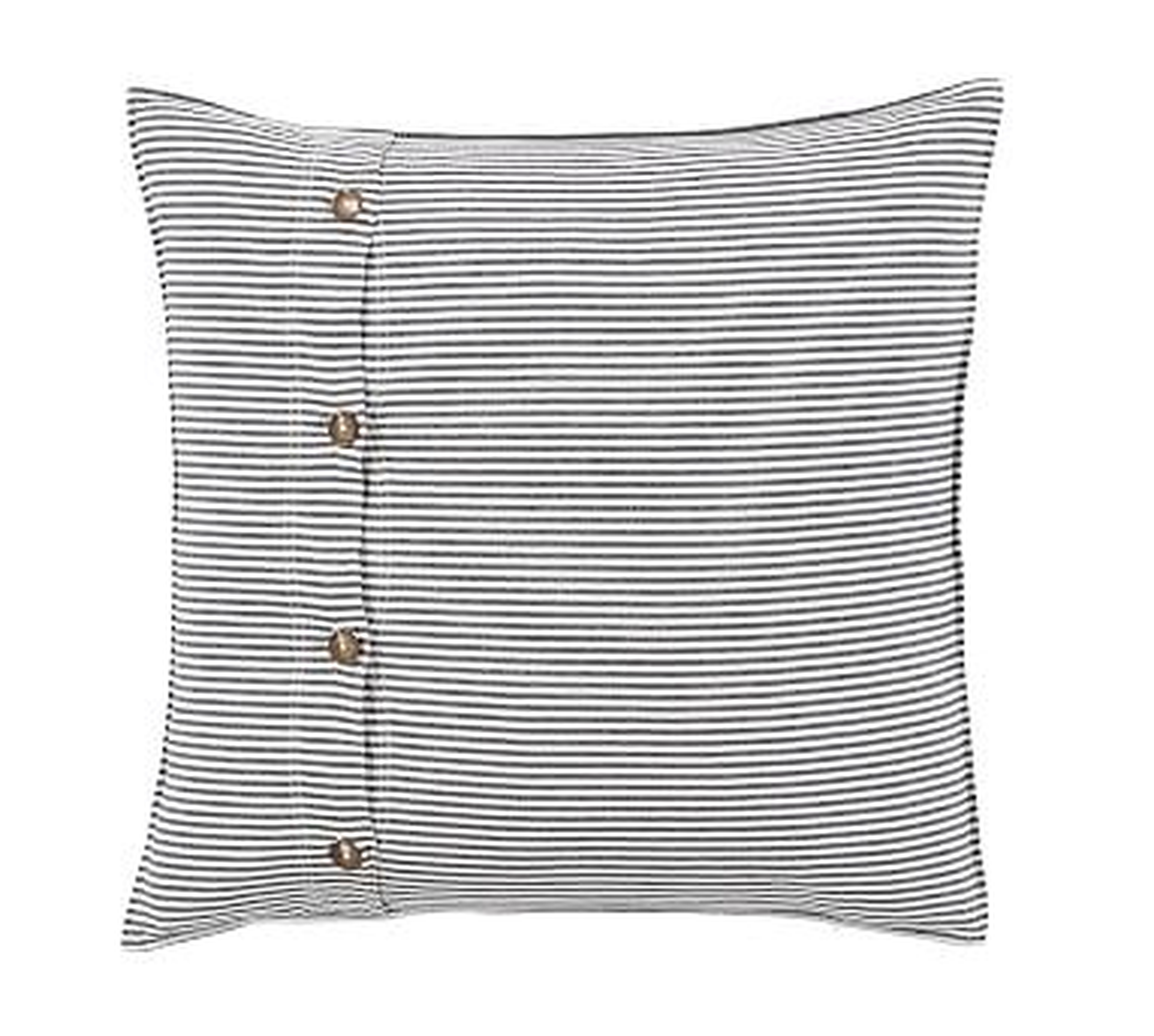 Wheaton Striped Linen/Cotton Sham, Euro, Navy - Pottery Barn