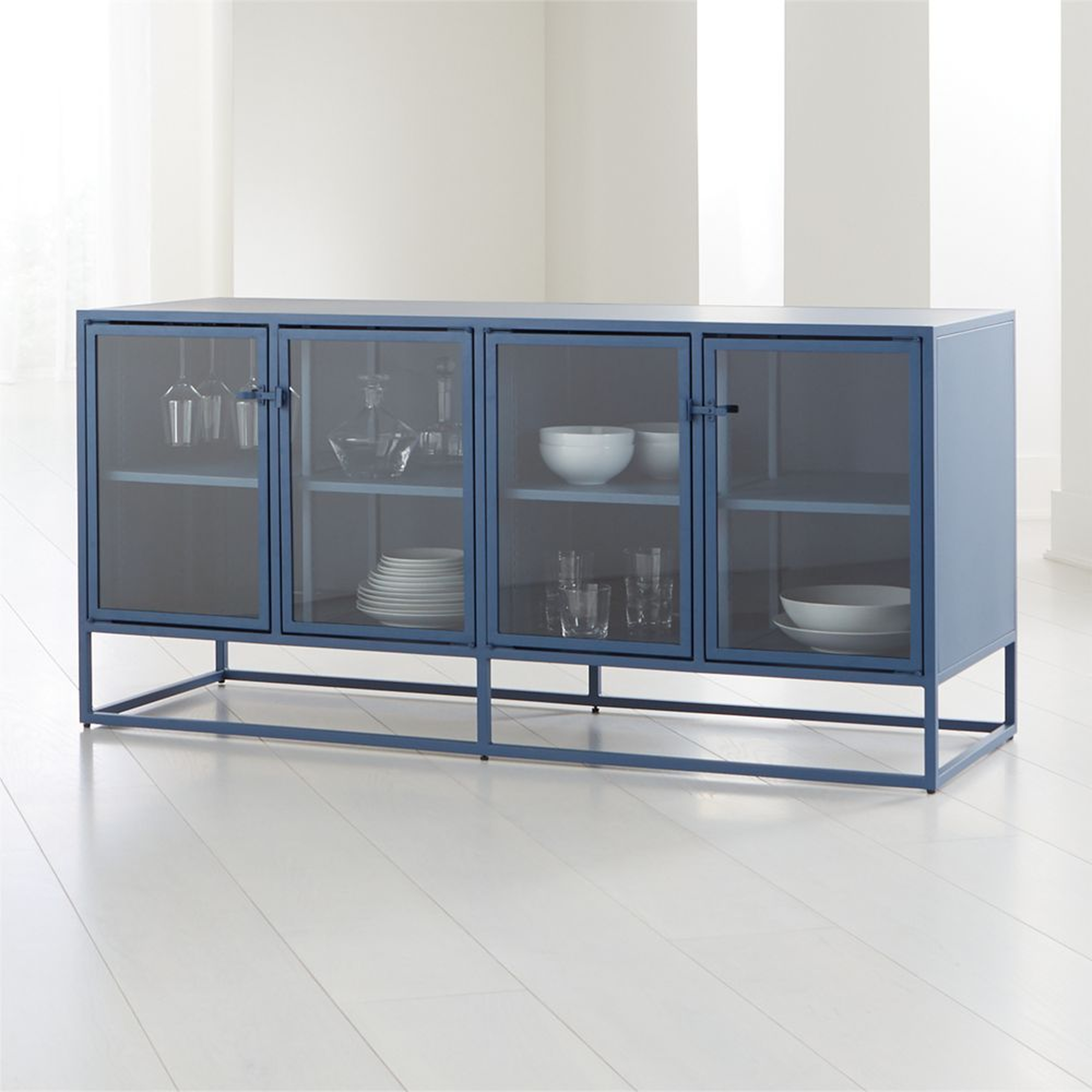 Casement Blue Large Metal Sideboard - Crate and Barrel