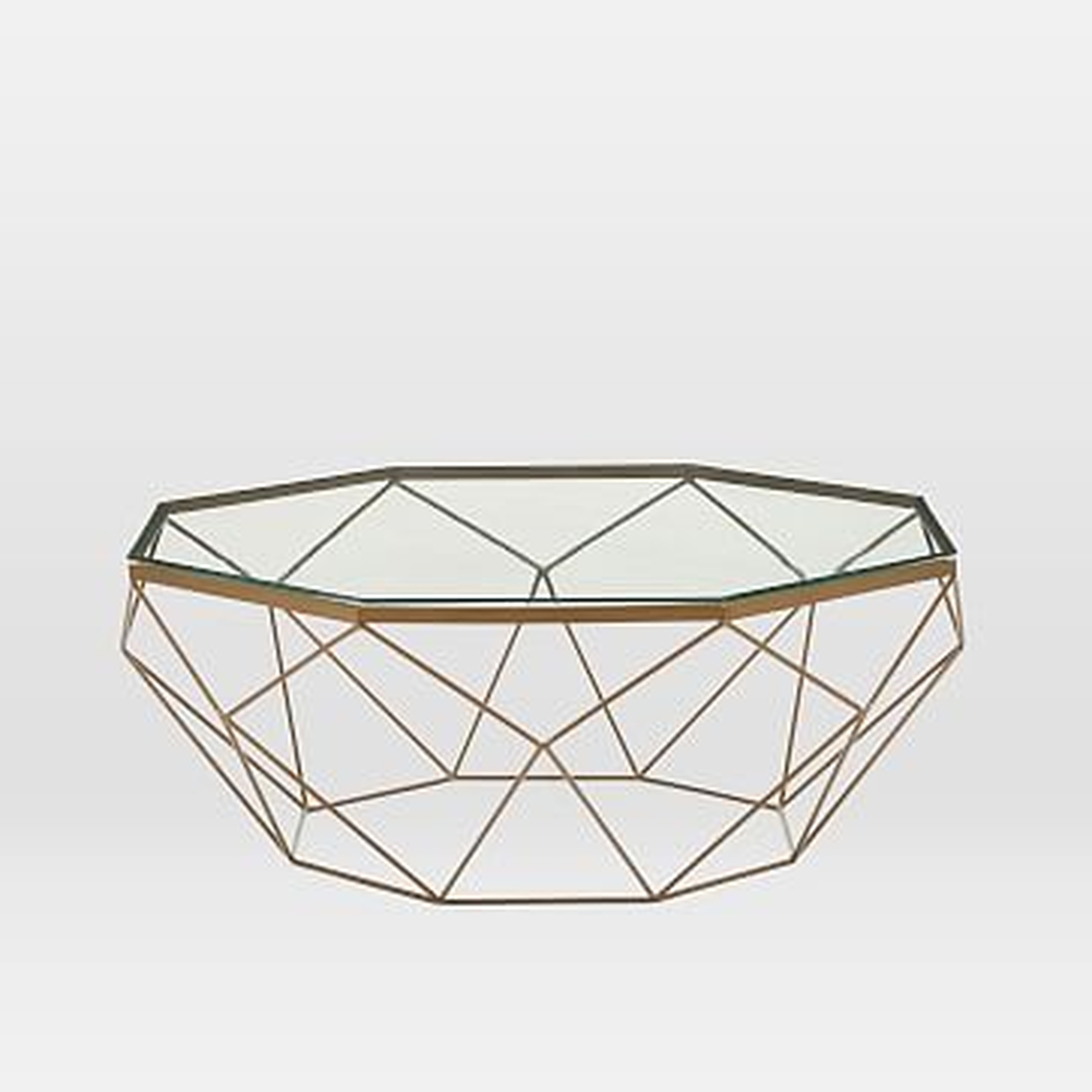 Geometric Coffee Table, Glass/Antique Brass - West Elm
