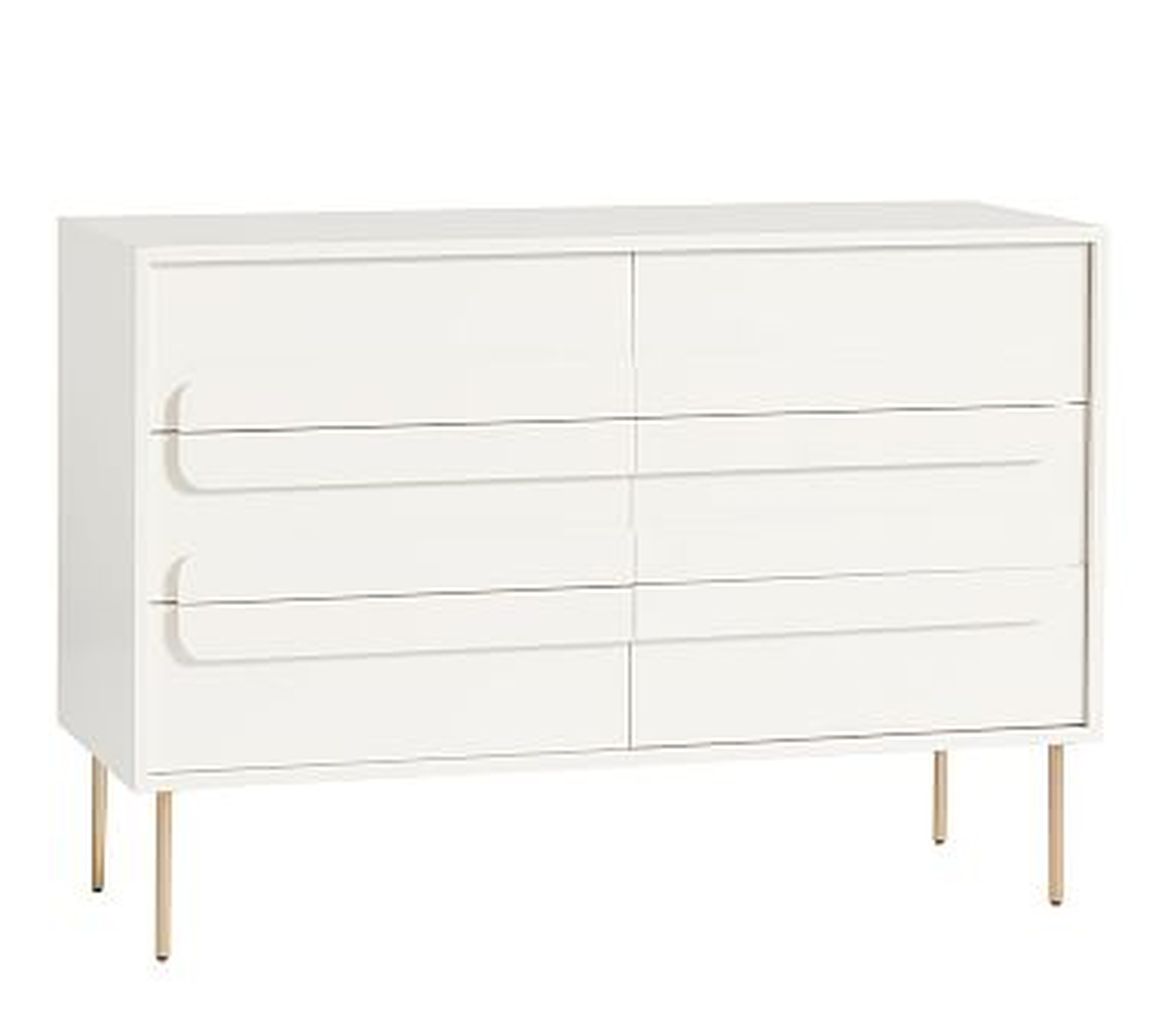 west elm x pbk Gemini 6-Drawer Dresser Only, White Lacquer, Flat Rate - Pottery Barn Kids