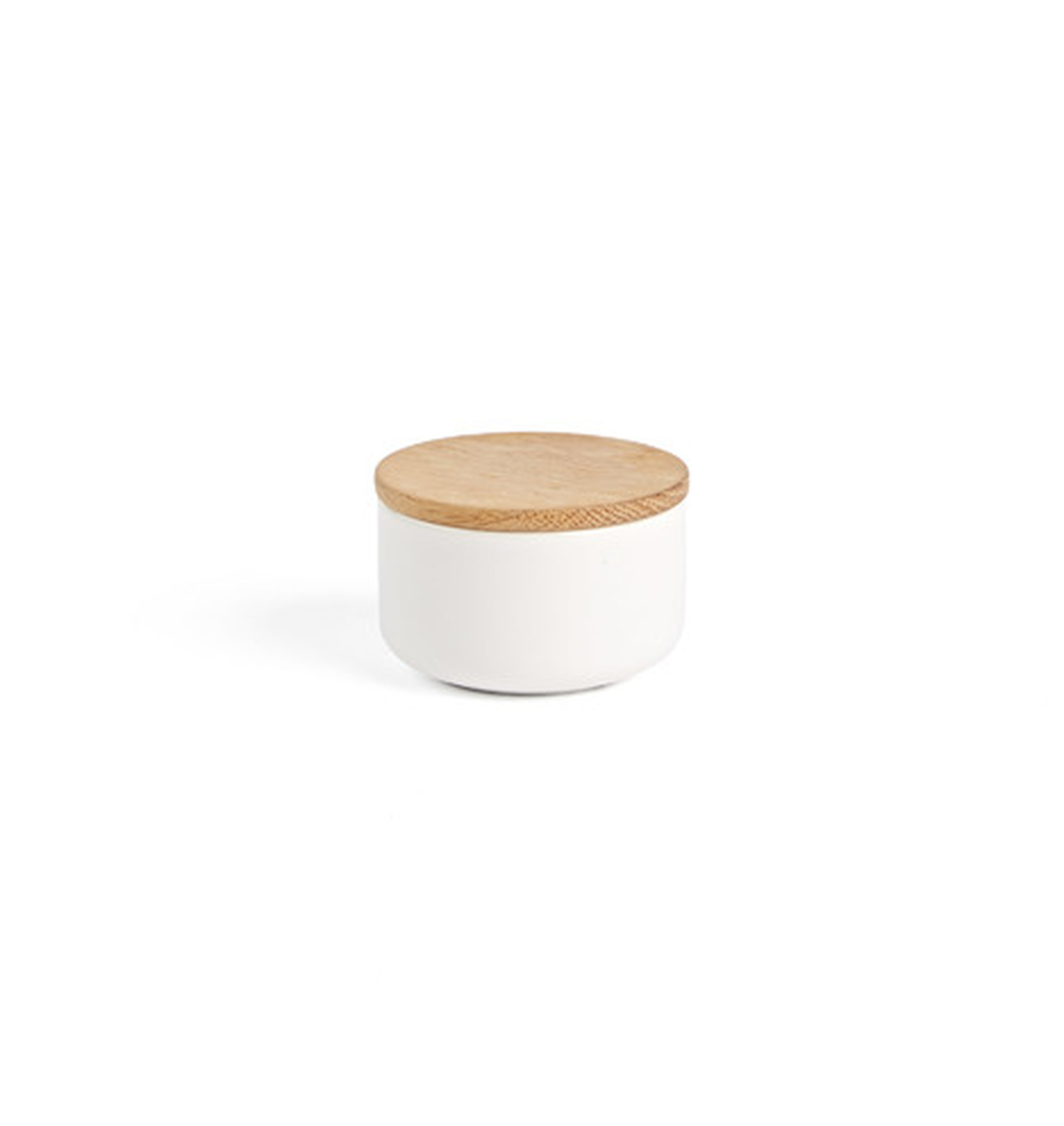White Small Canister with Wood Lid - Rejuvenation