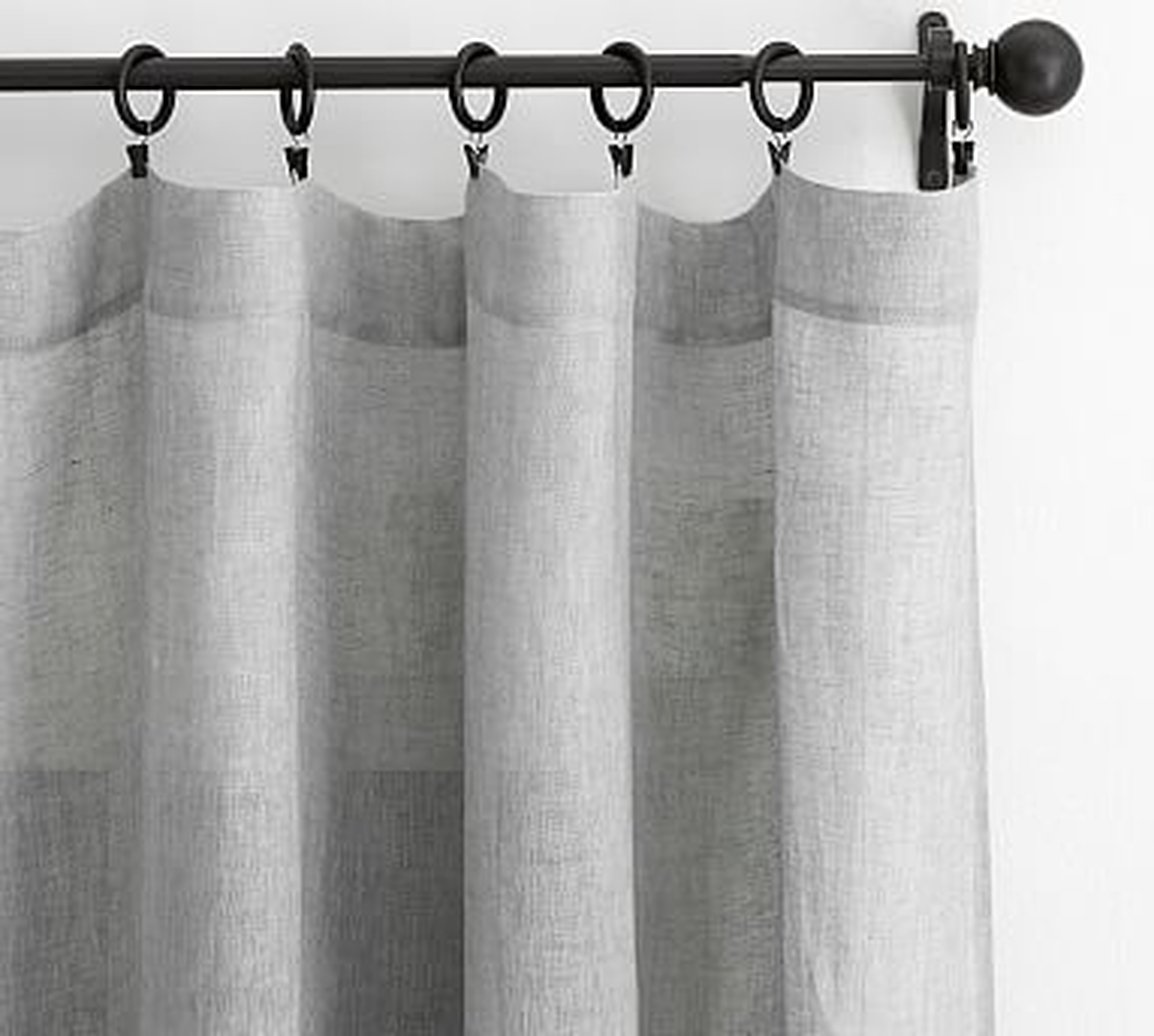 Belgian Linen Rod Pocket Sheer Curtain Made with Libeco™ Linen, Gray, 50" x 96" - Pottery Barn