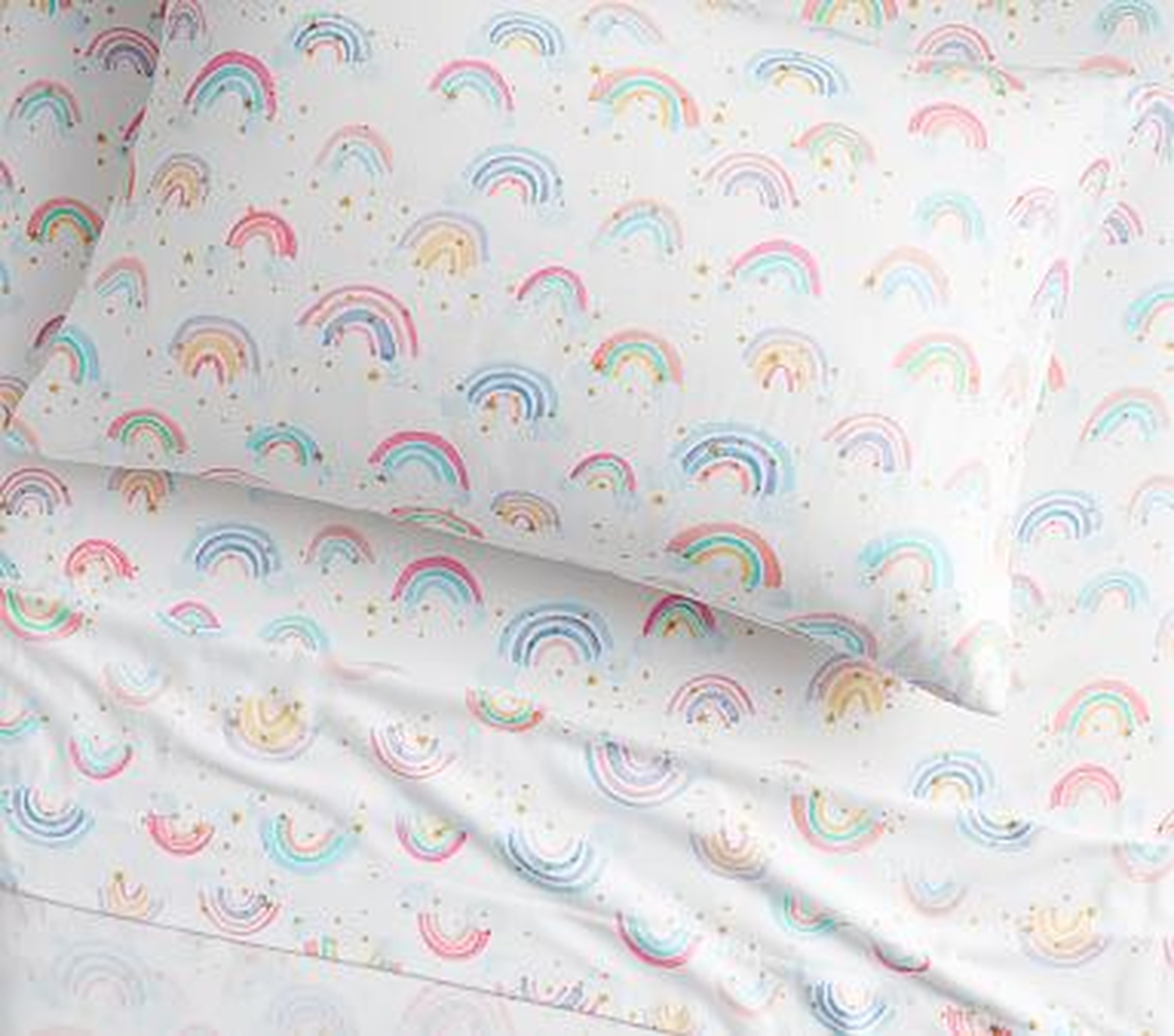 Organic Flannel Rainbow Cloud Sheet Set, Standard Pillow Case, White - Pottery Barn Kids