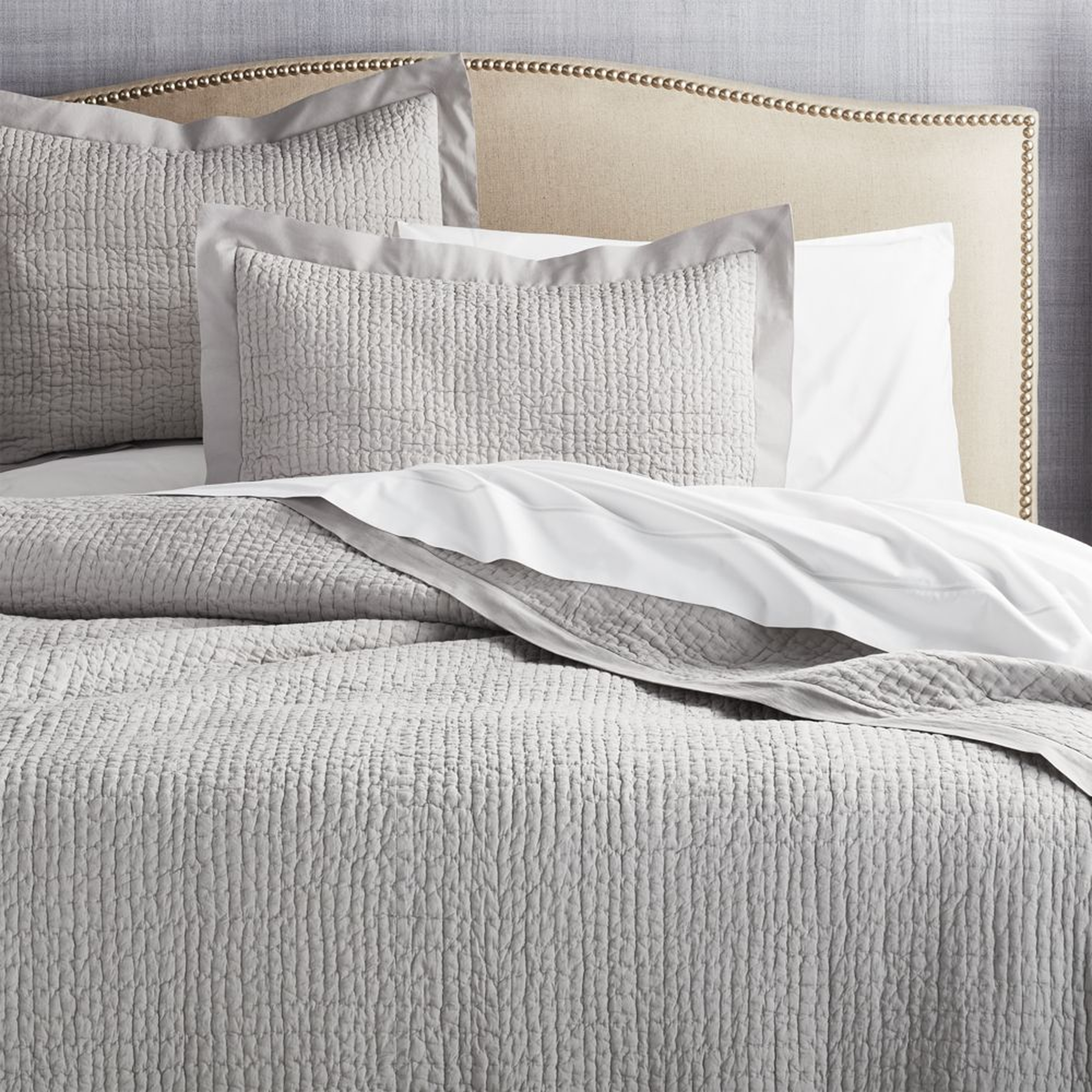 Celeste Grey Cotton Solid Quilt King - Crate and Barrel