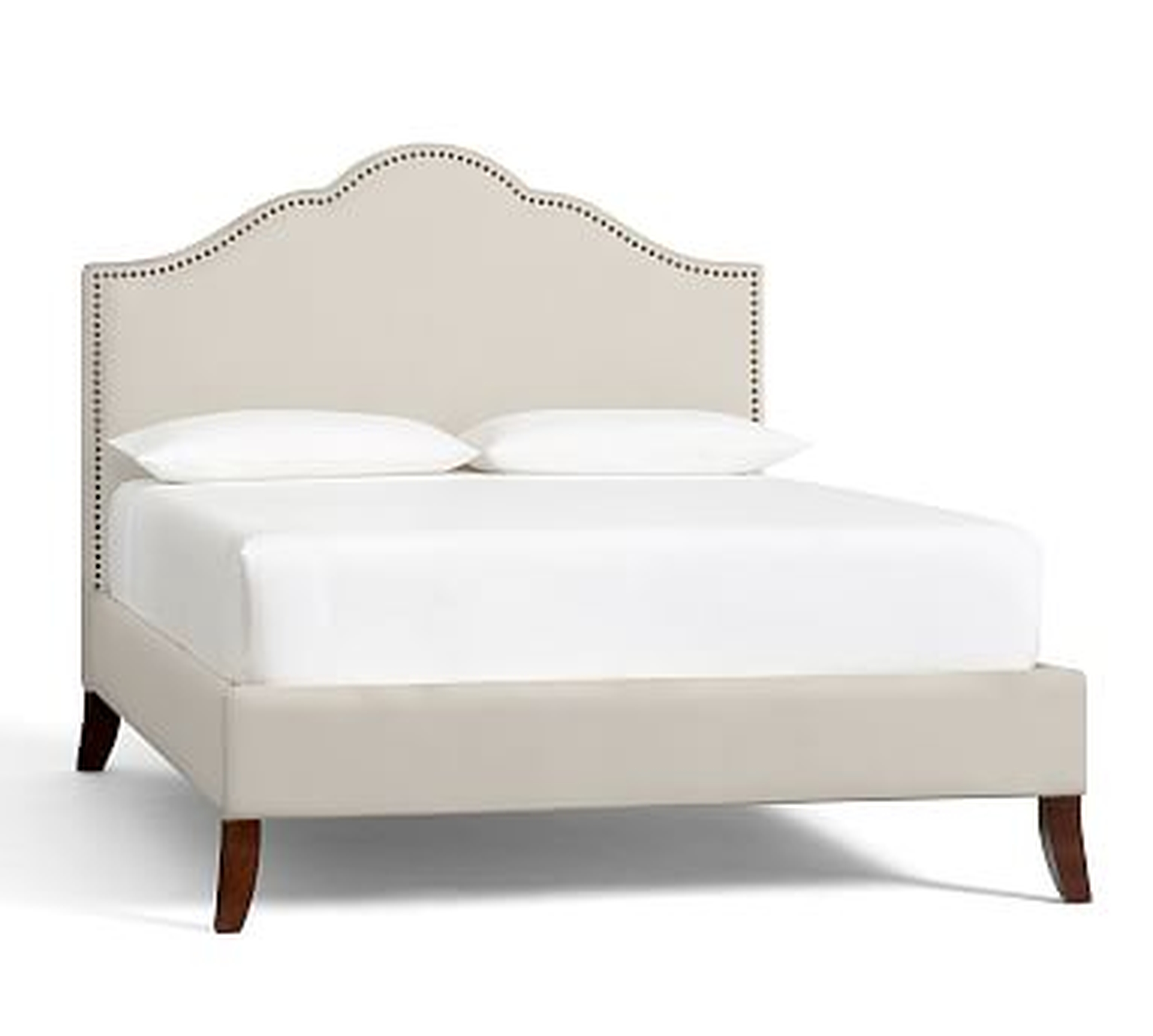 Fallon Upholstered Bed with Bronze Nailheads, King, Twill Cream - Pottery Barn