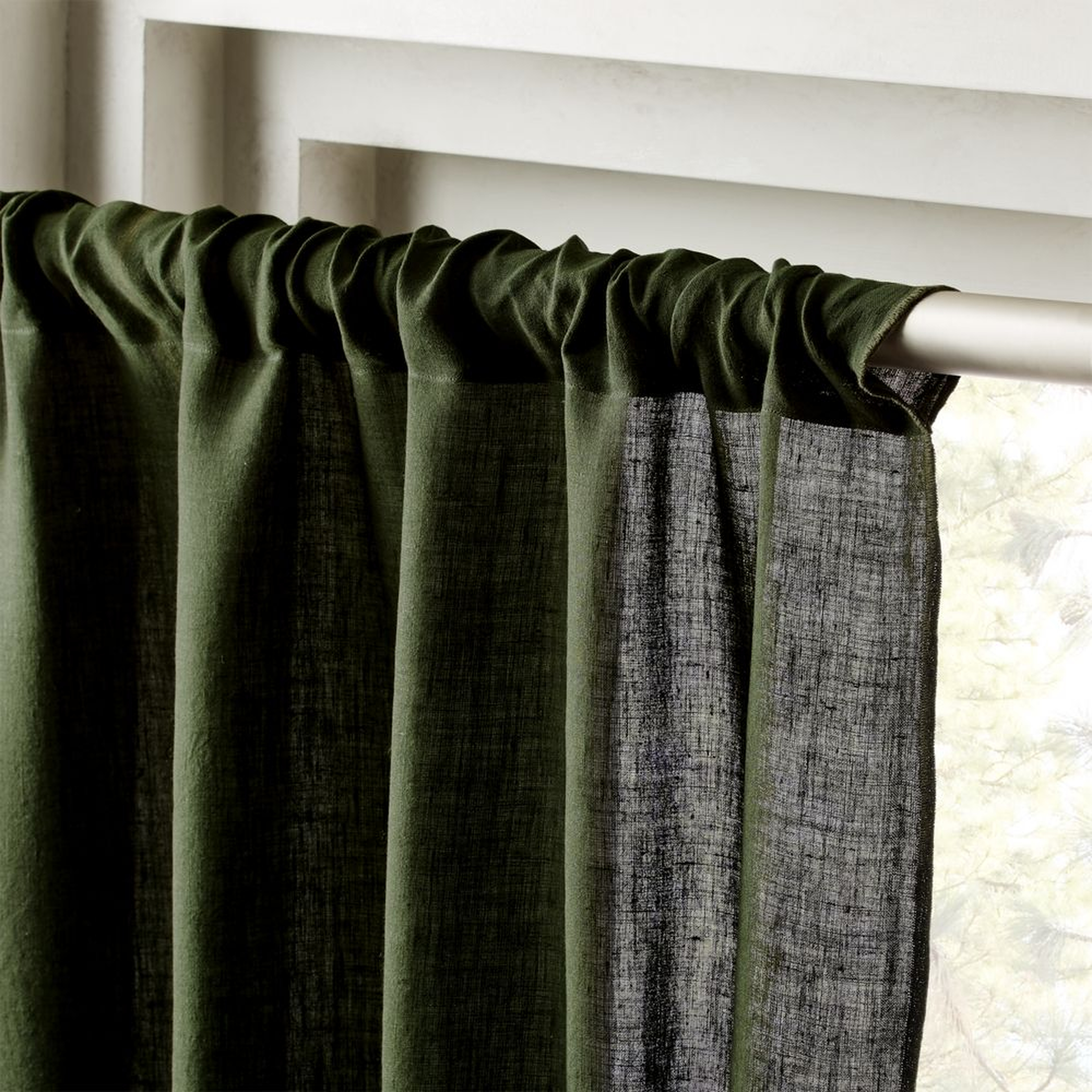 Forest Green Linen Curtain Panel 48"x120" - CB2