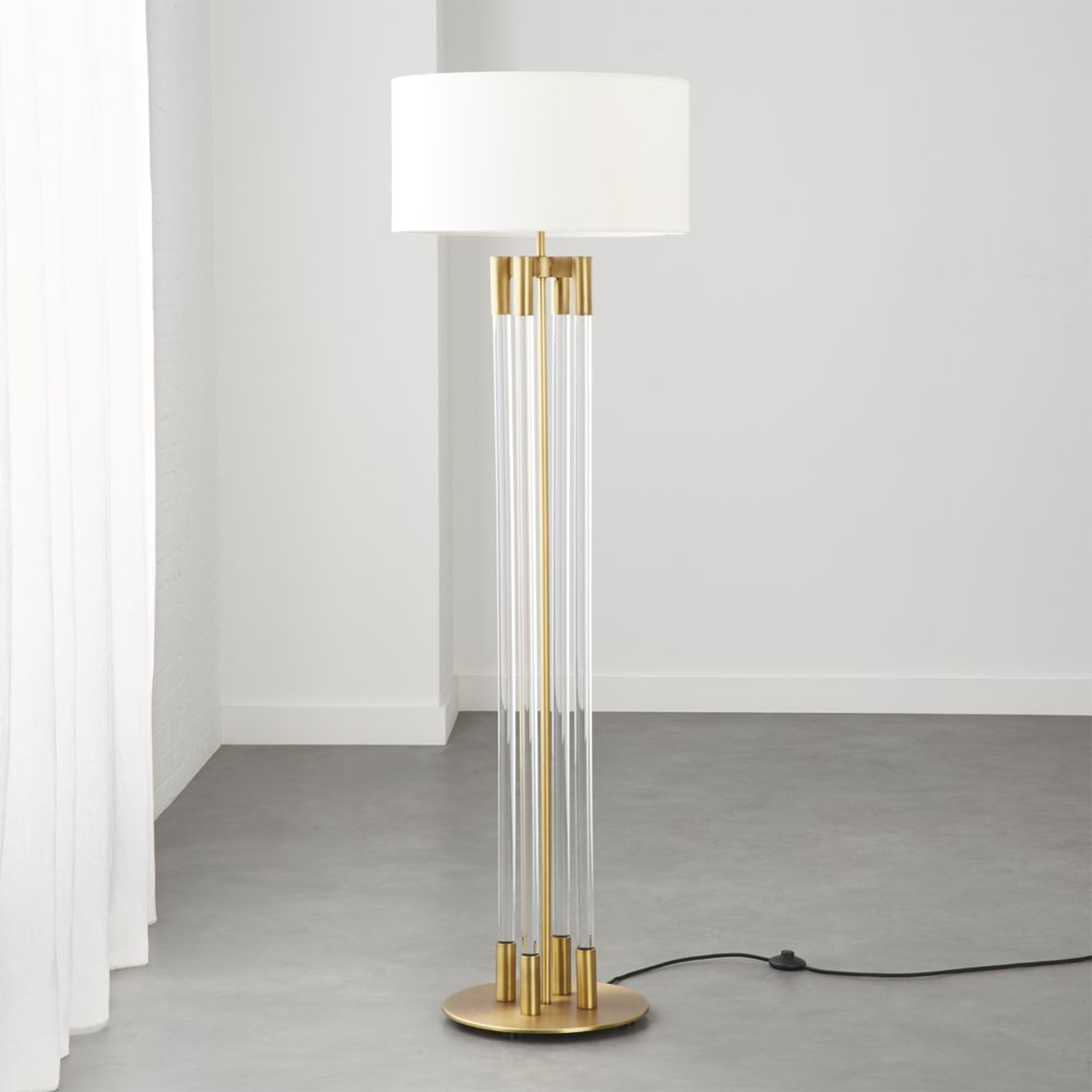 Column Acrylic Floor Lamp with Brass - CB2