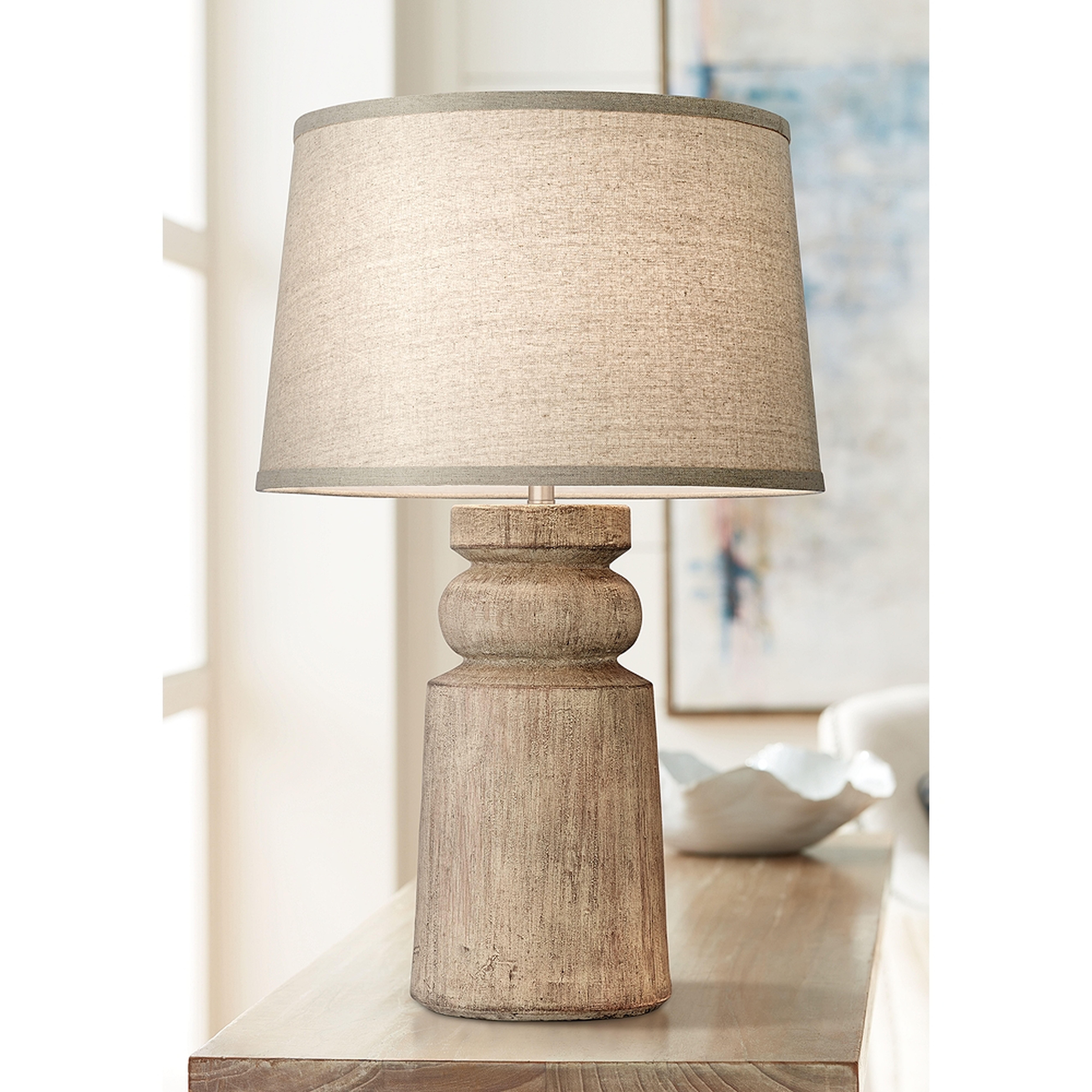 Totem Natural Faux Wood Table Lamp - 27"H - Lamps Plus