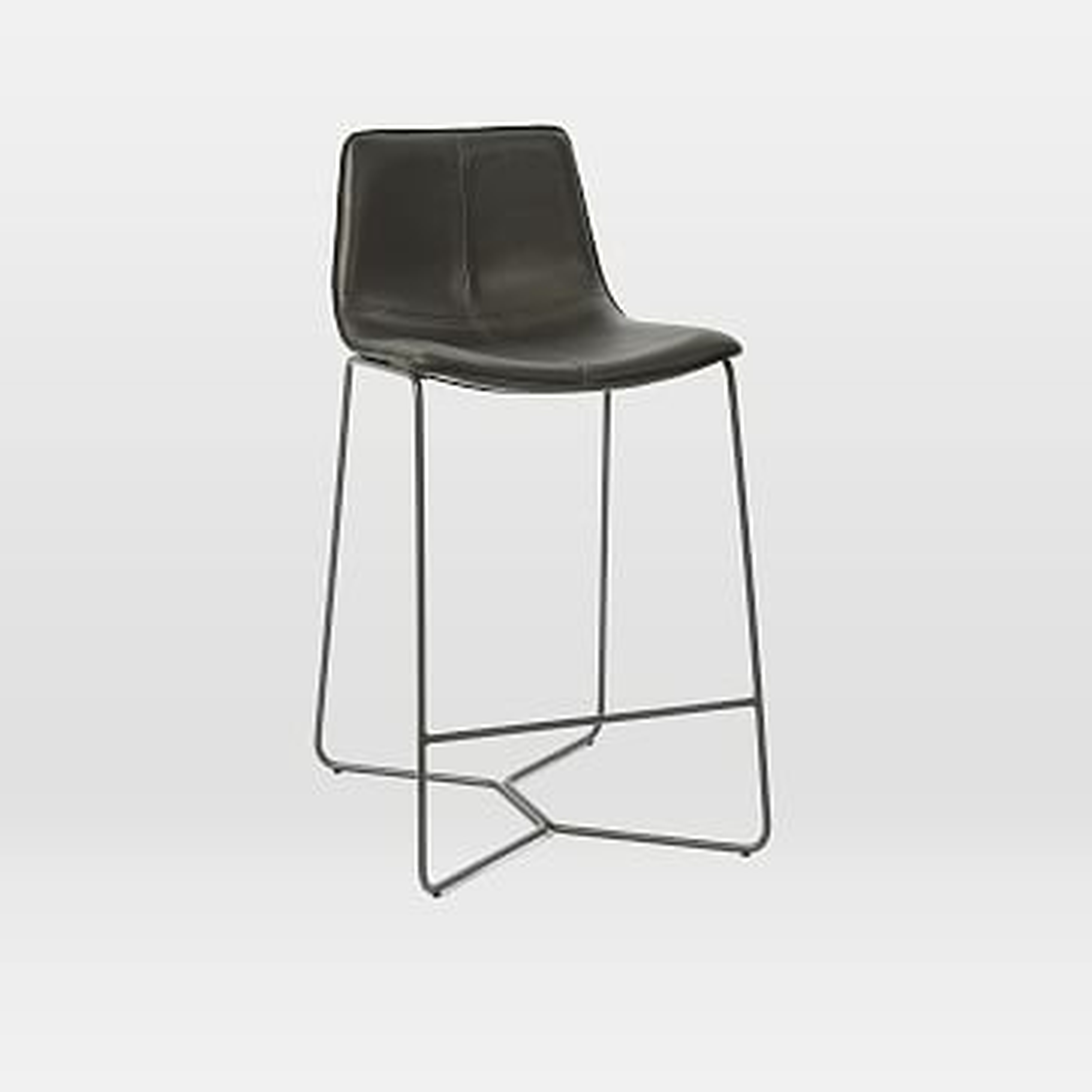 Slope Leather Counter Stool, Charcoal - West Elm