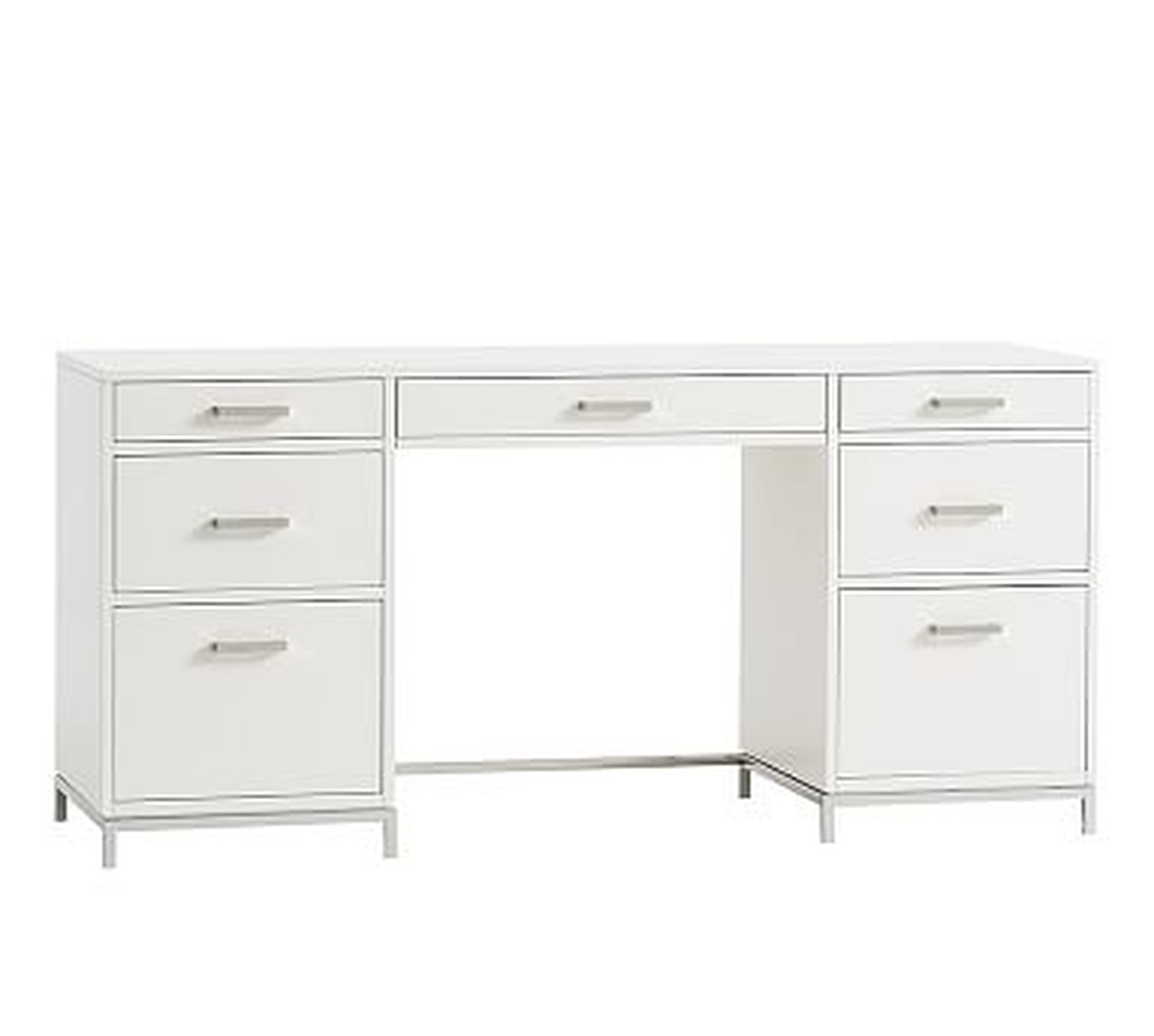 Ava 63.5" Desk With Drawers, Sky White - Pottery Barn