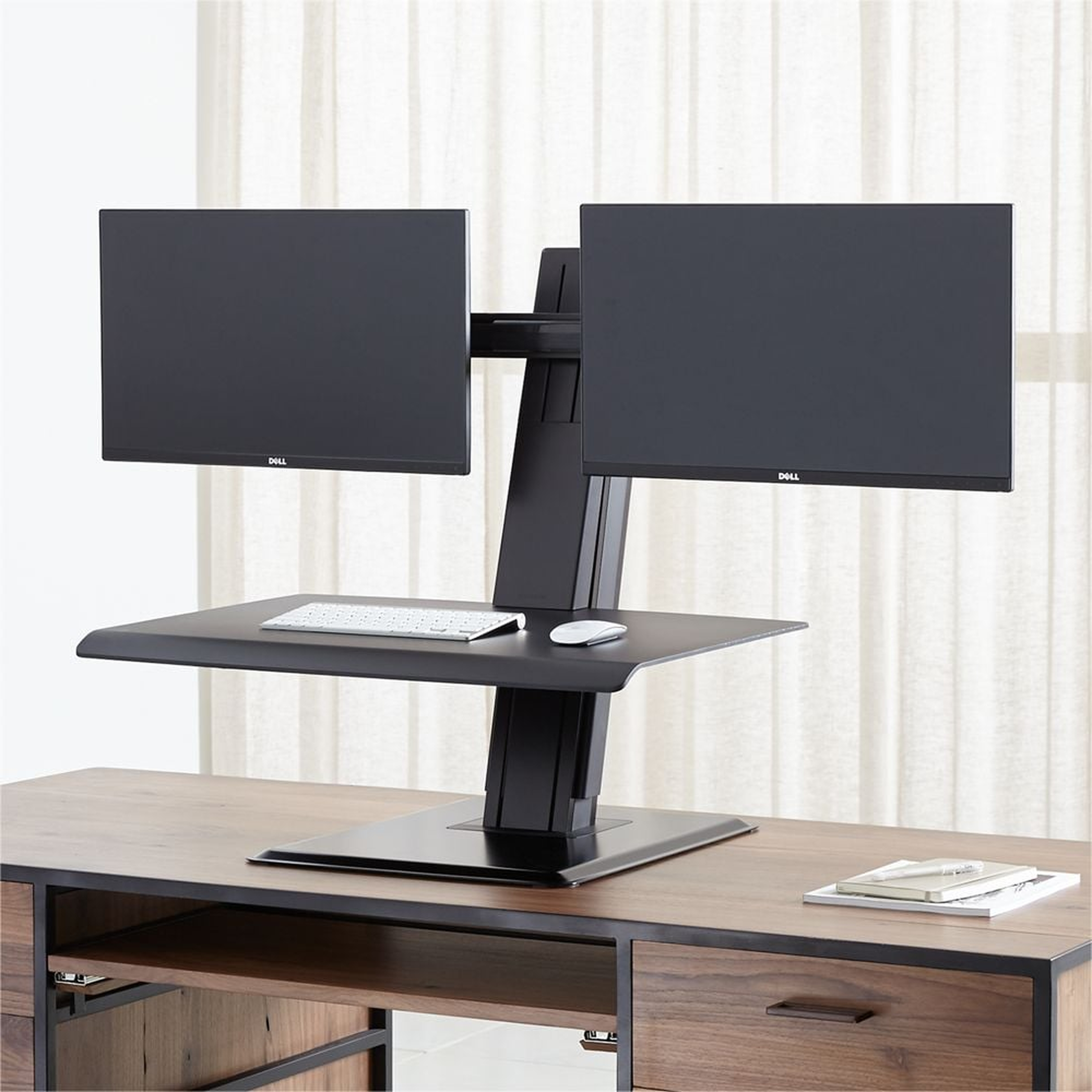 Humanscale ® Black Dual Monitor Quickstand Eco Standing Desk Converter - Crate and Barrel
