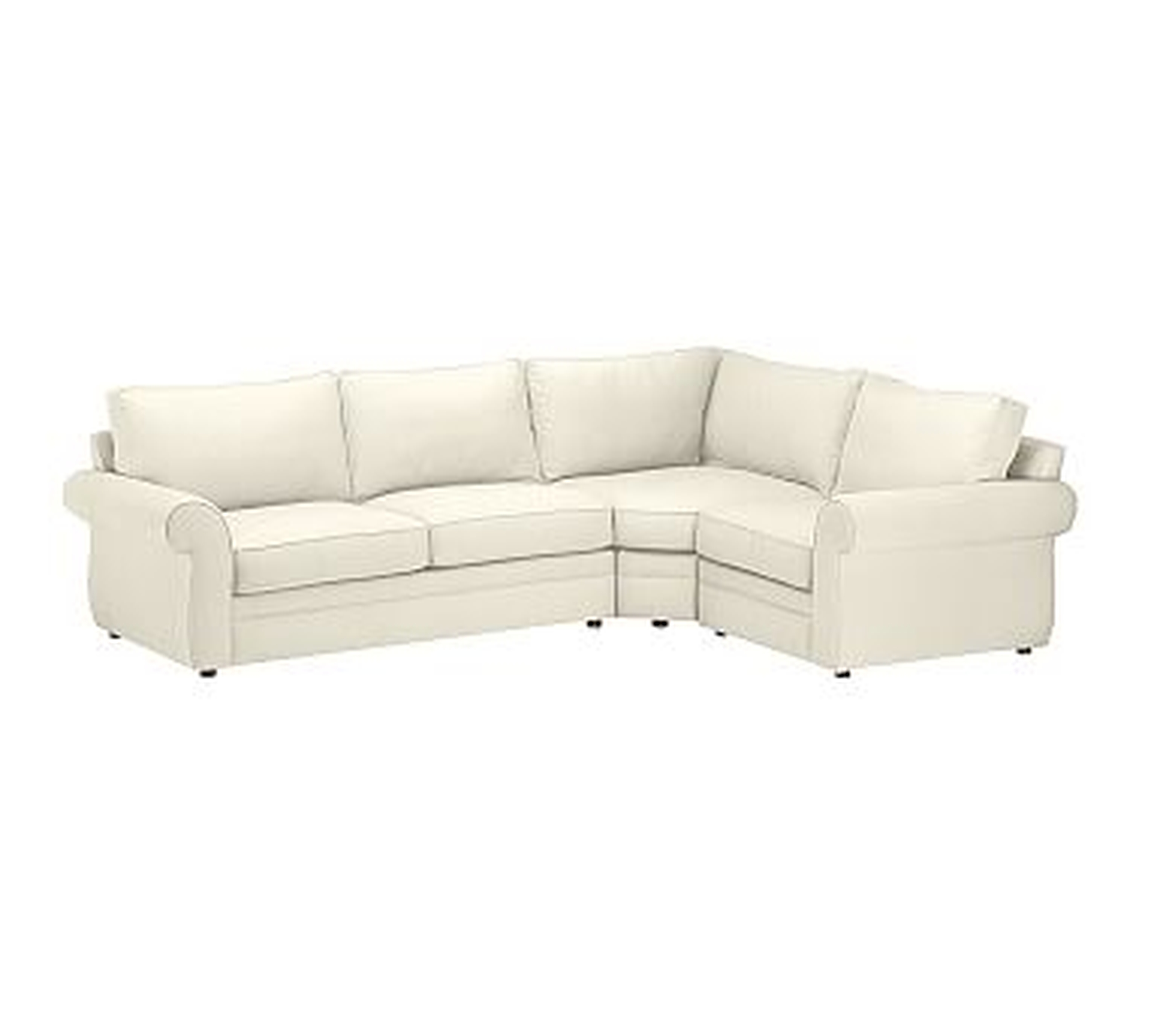 Pearce Roll Arm Upholstered Left Arm 3-Piece Wedge Sectional, Down Blend Wrapped Cushions, Premium Performance Basketweave Ivory - Pottery Barn