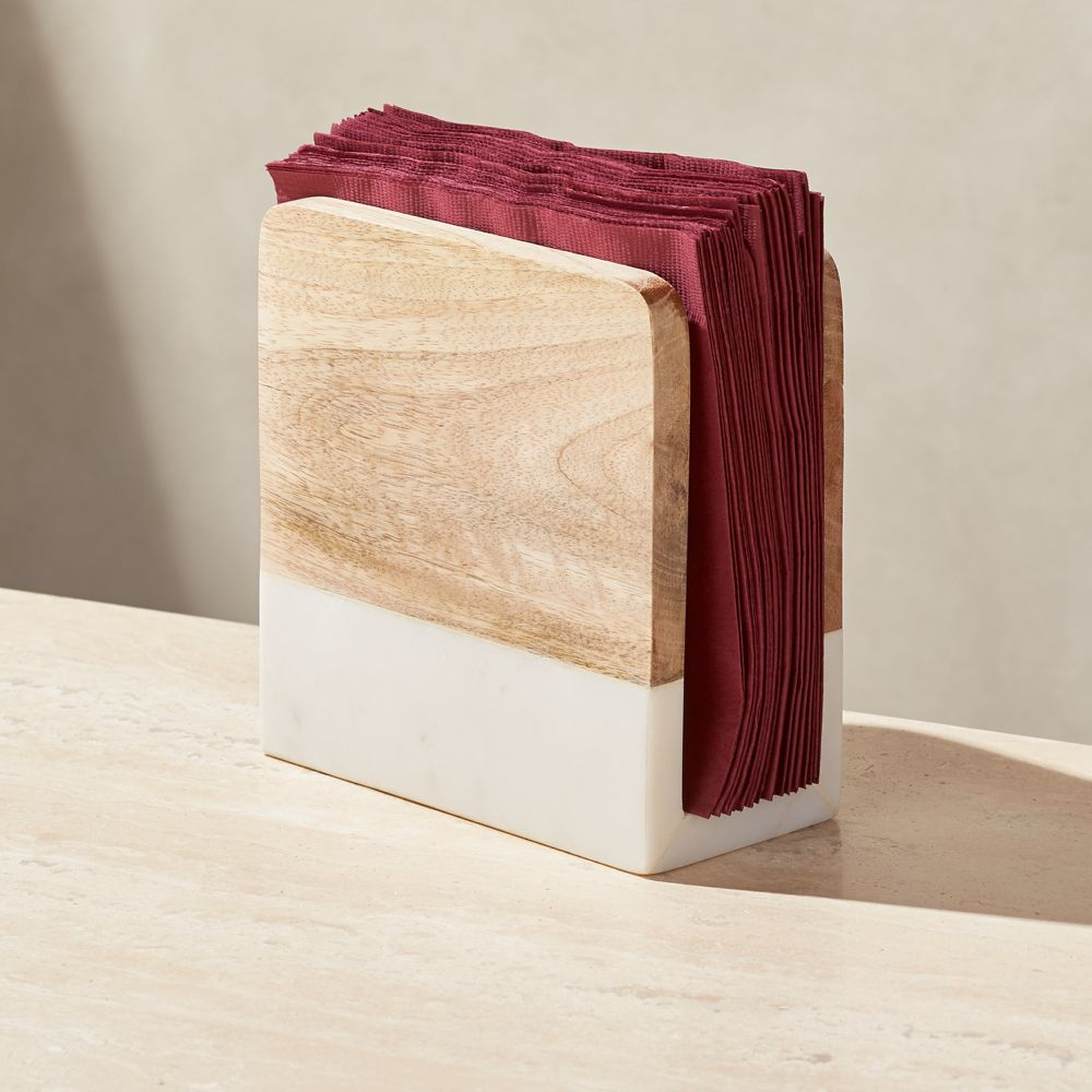 Wood and Marble Napkin Holder - Crate and Barrel