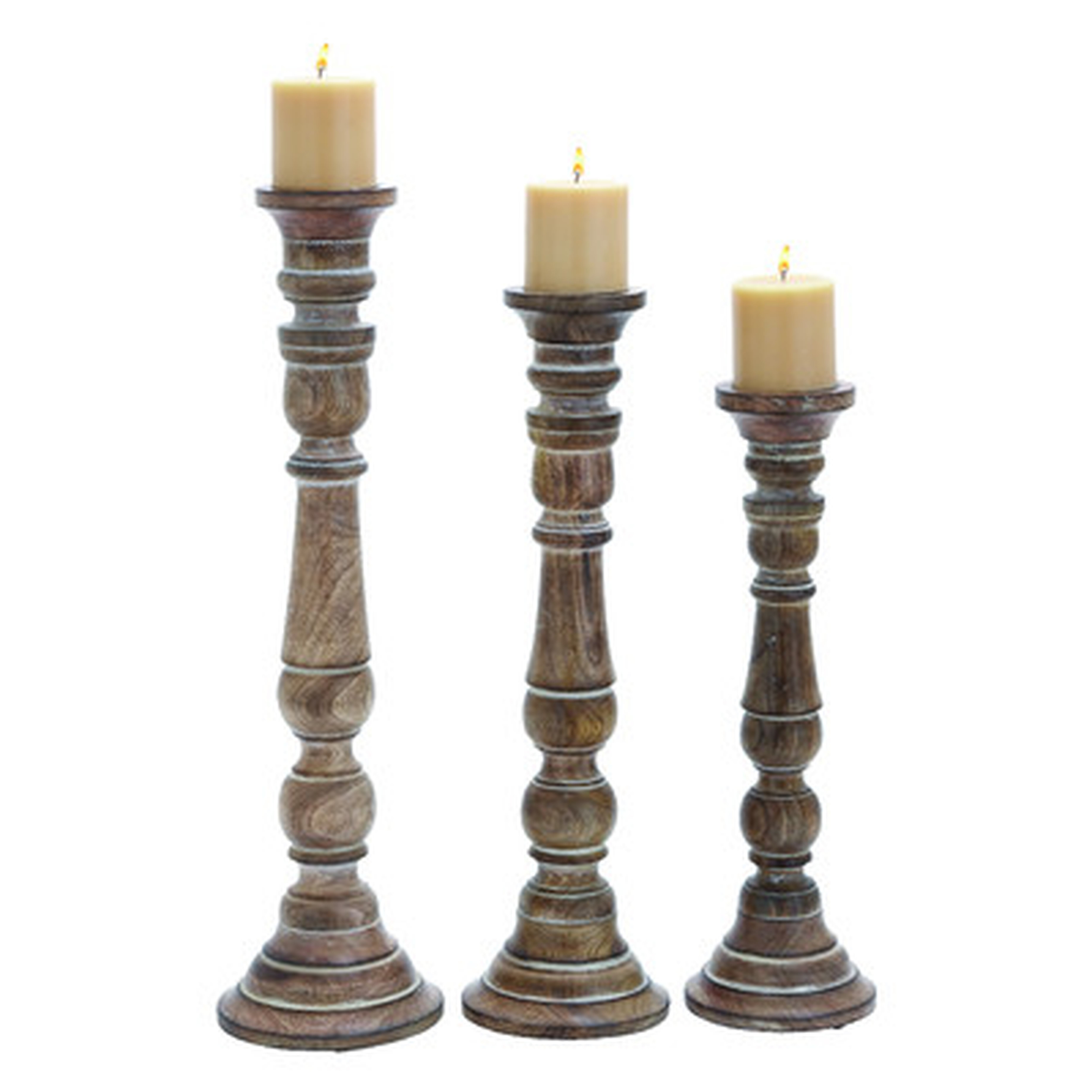 3 Piece Wood Candlestick Set - Birch Lane