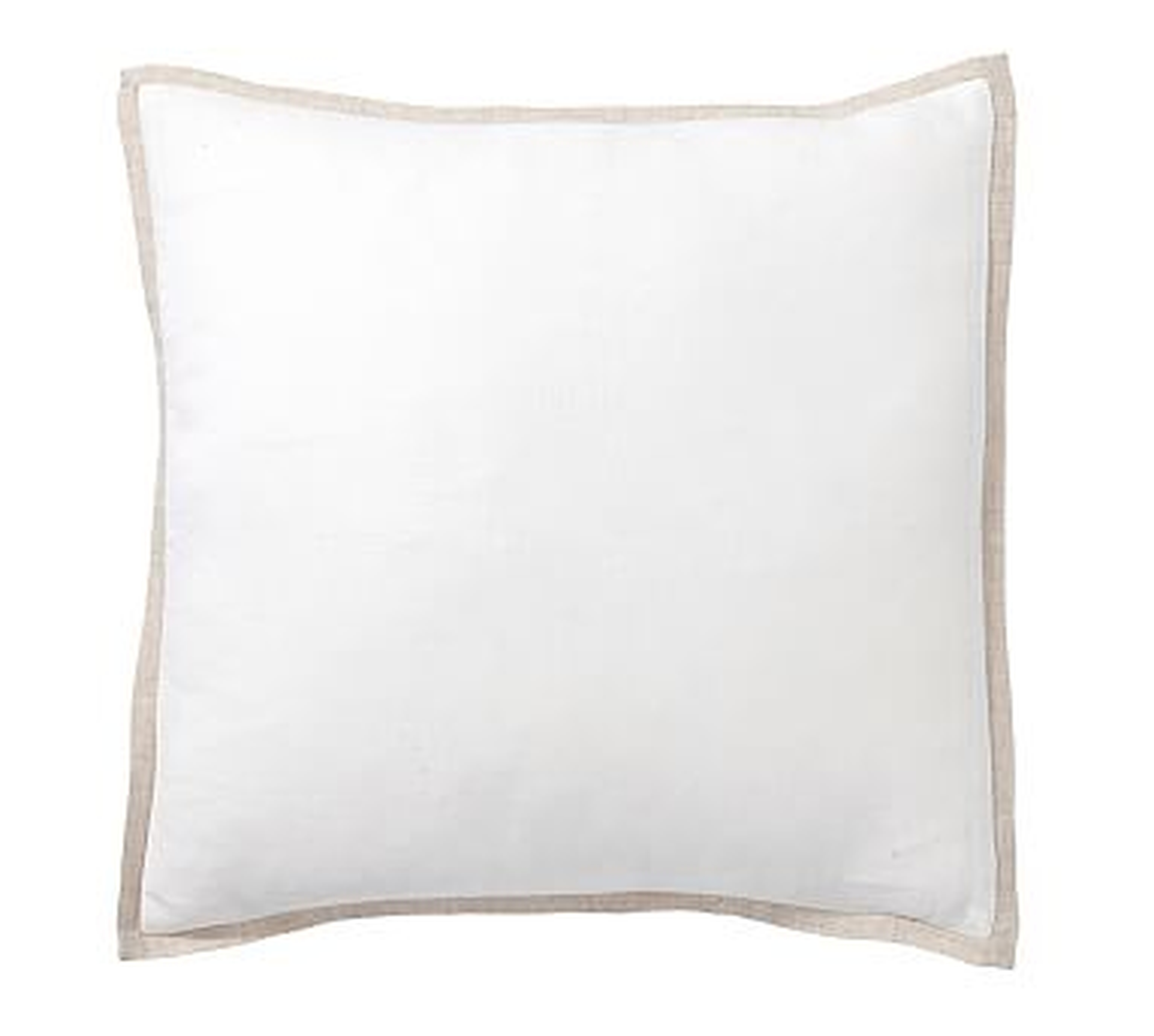 Belgian Flax Linen Contrast Flange Pillow Cover, 18", Smoke/White - Pottery Barn