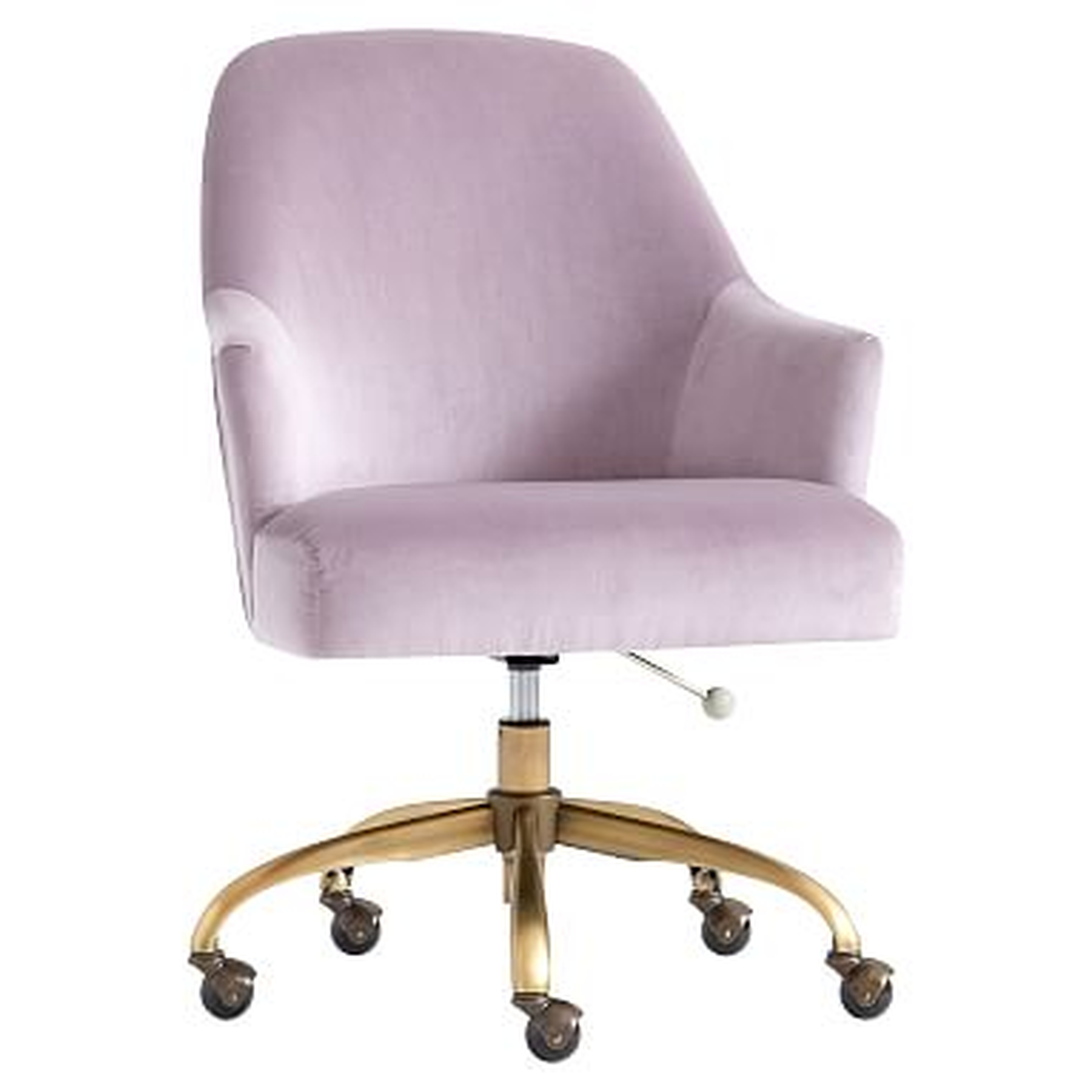 Pleated Desk Chair, Luxe Velvet Dusty Lavender - Pottery Barn Teen