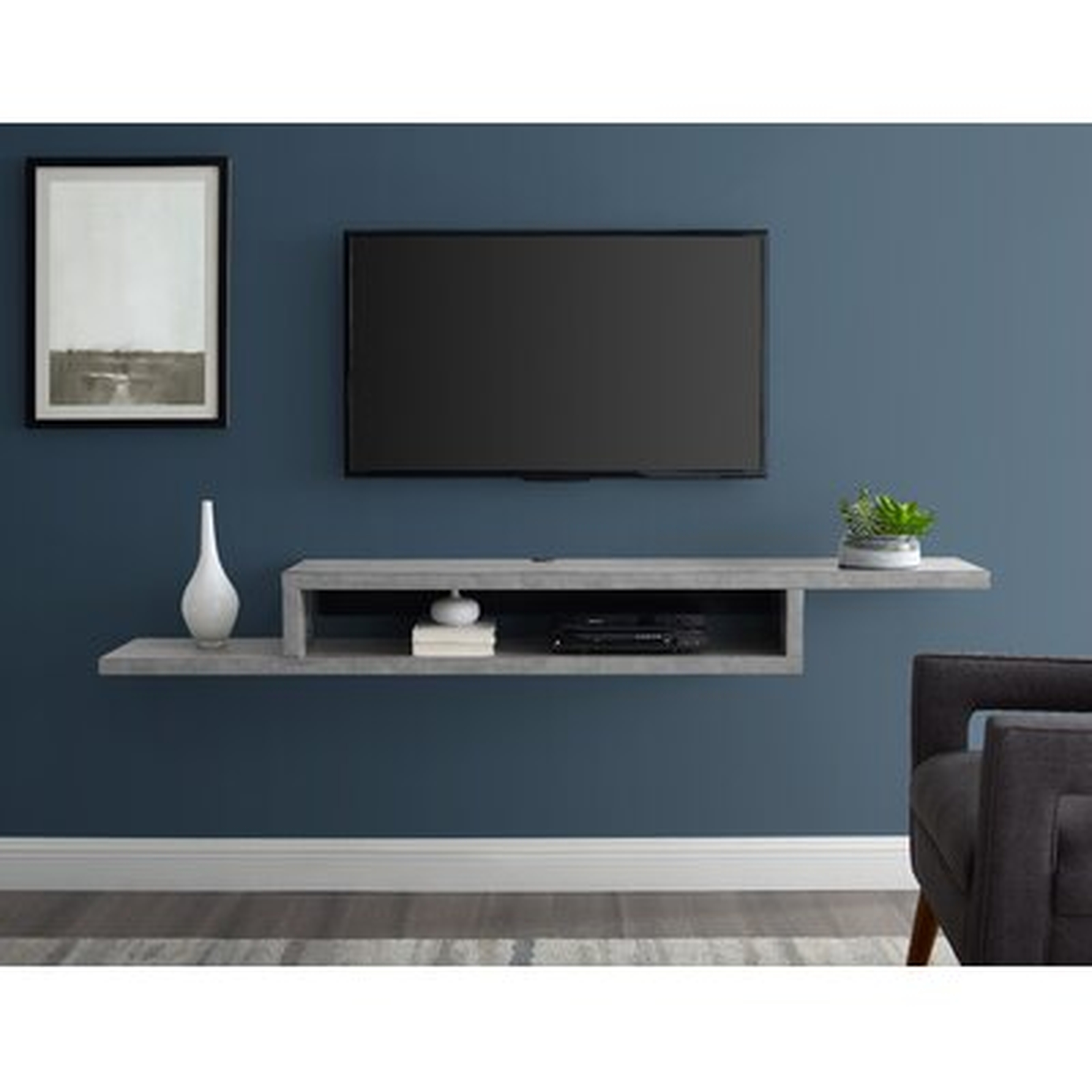 Mauck Asymmetrical Floating Wall Mounted TV Console, 72Inch, light brown - Wayfair