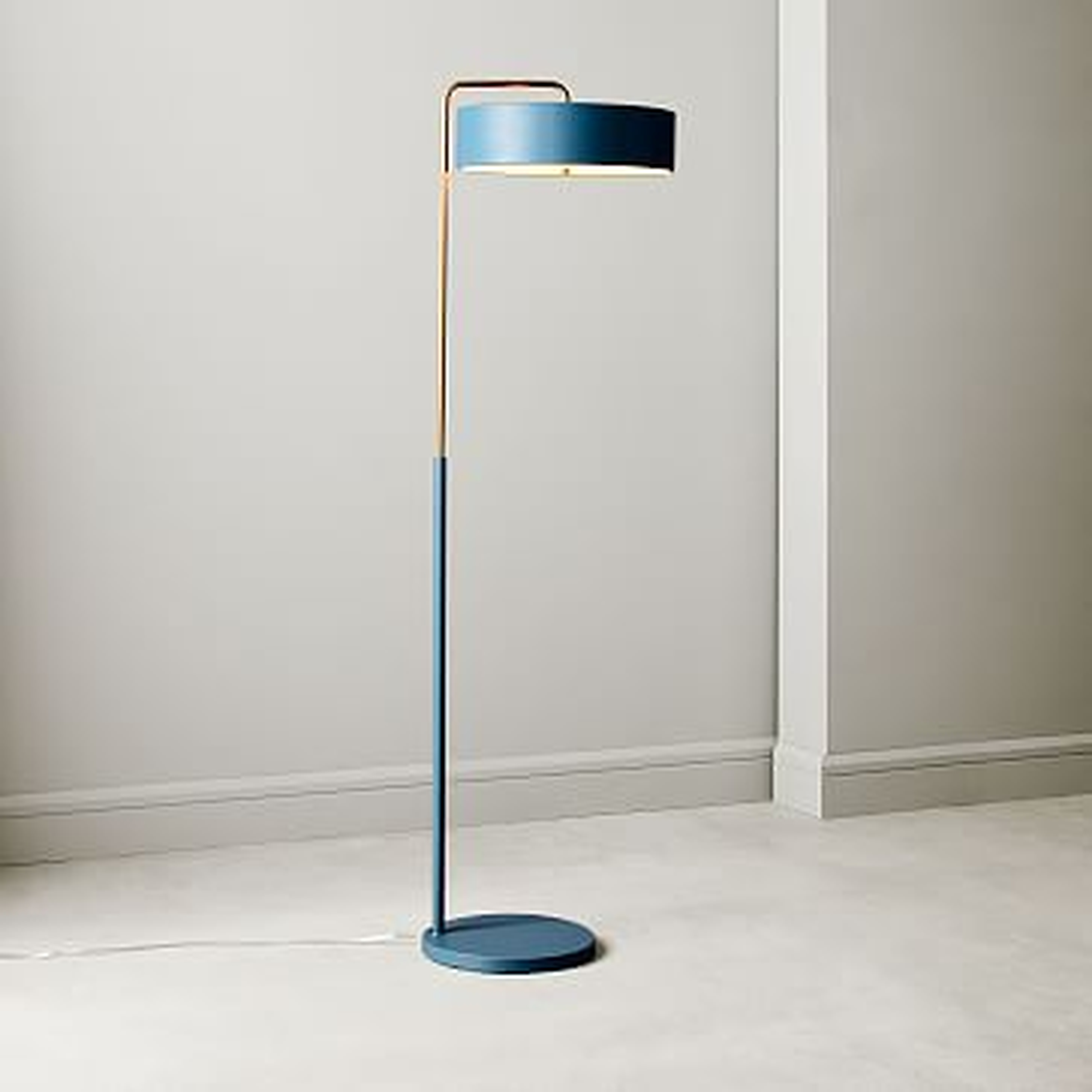 Library Floor Lamp, Slate Blue, Patinated Brass - West Elm