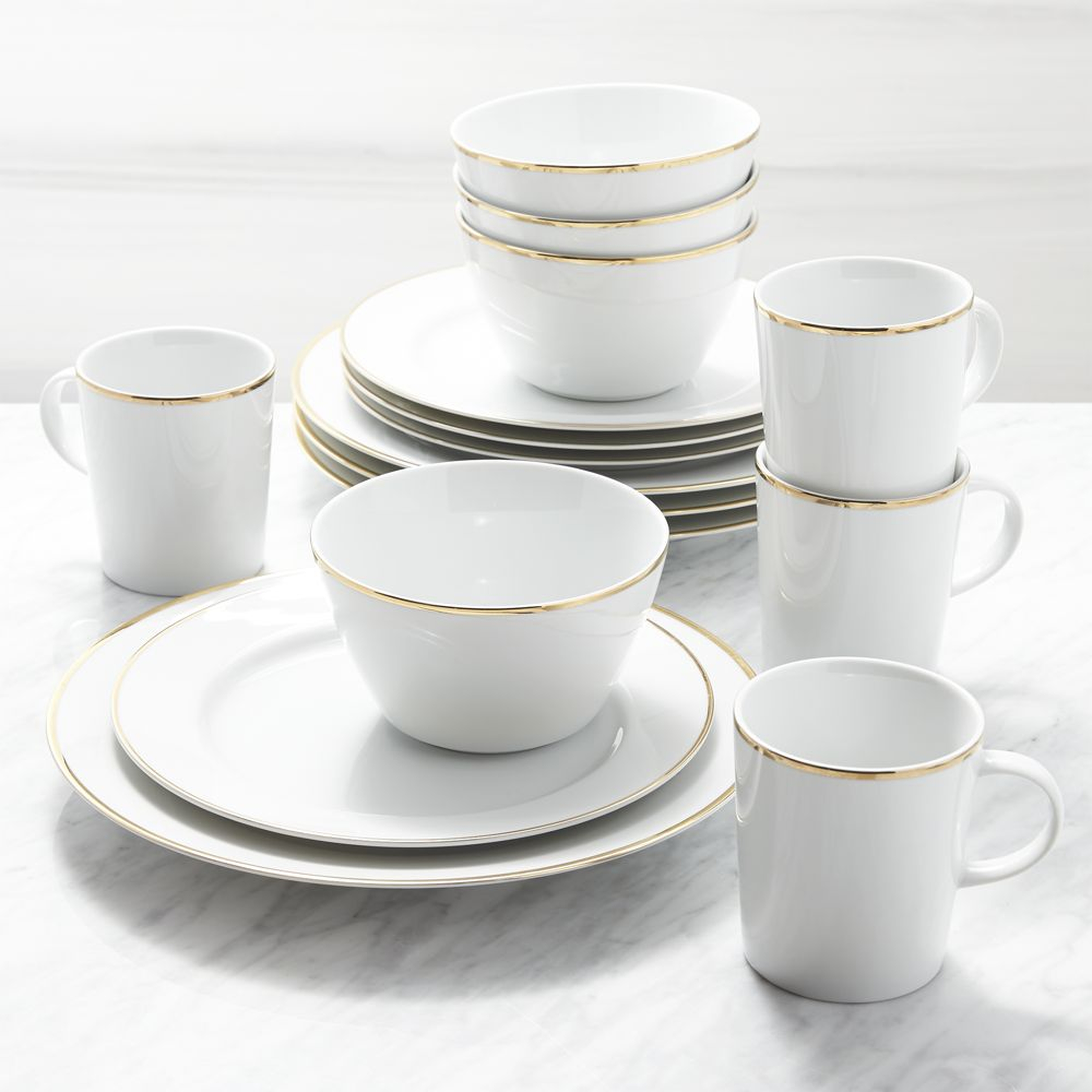 Maison Gold Rim 16-Piece Place Setting - Crate and Barrel