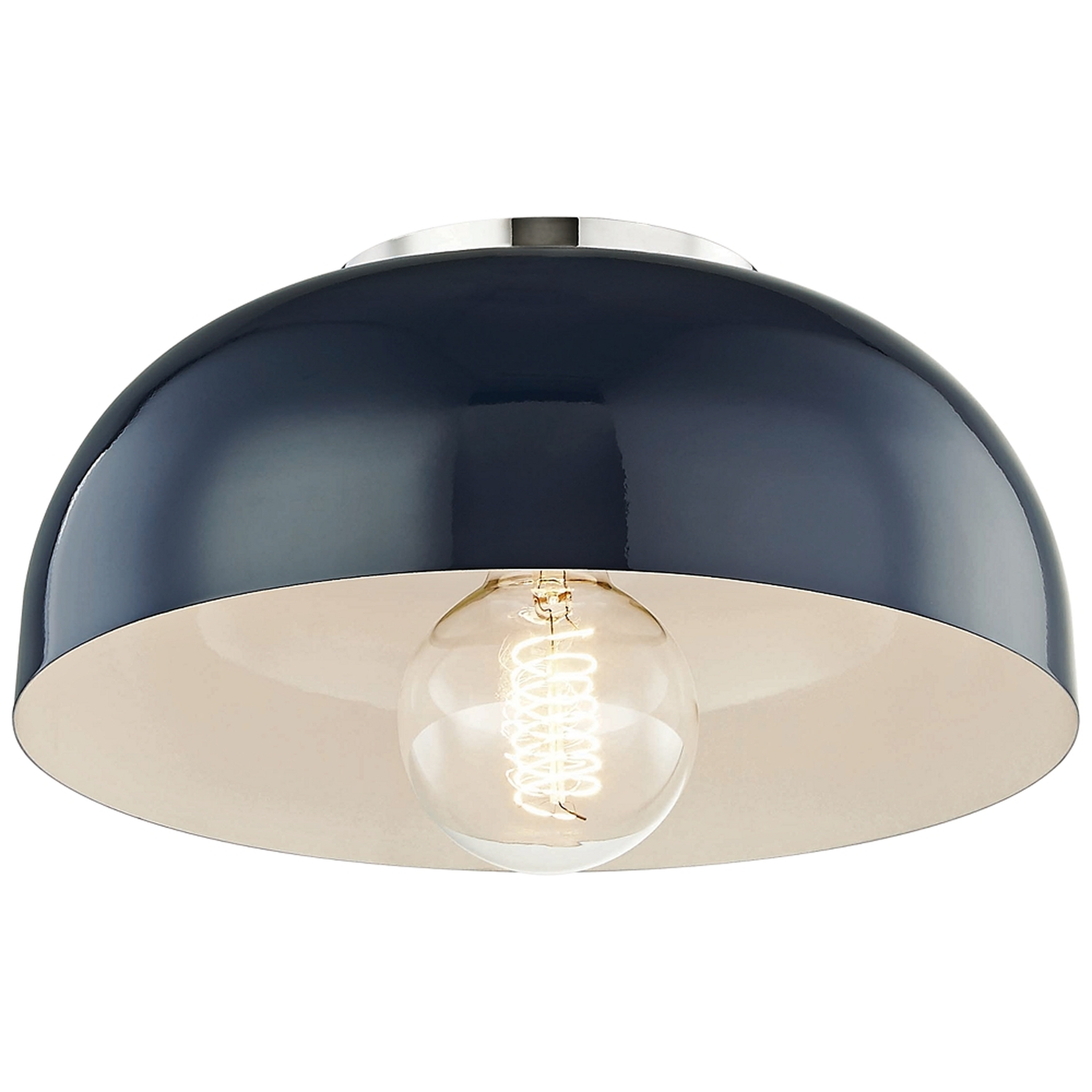 Mitzi Avery 11"W Polished Nickel Ceiling Light w/ Navy Shade - Style # 47A10 - Lamps Plus