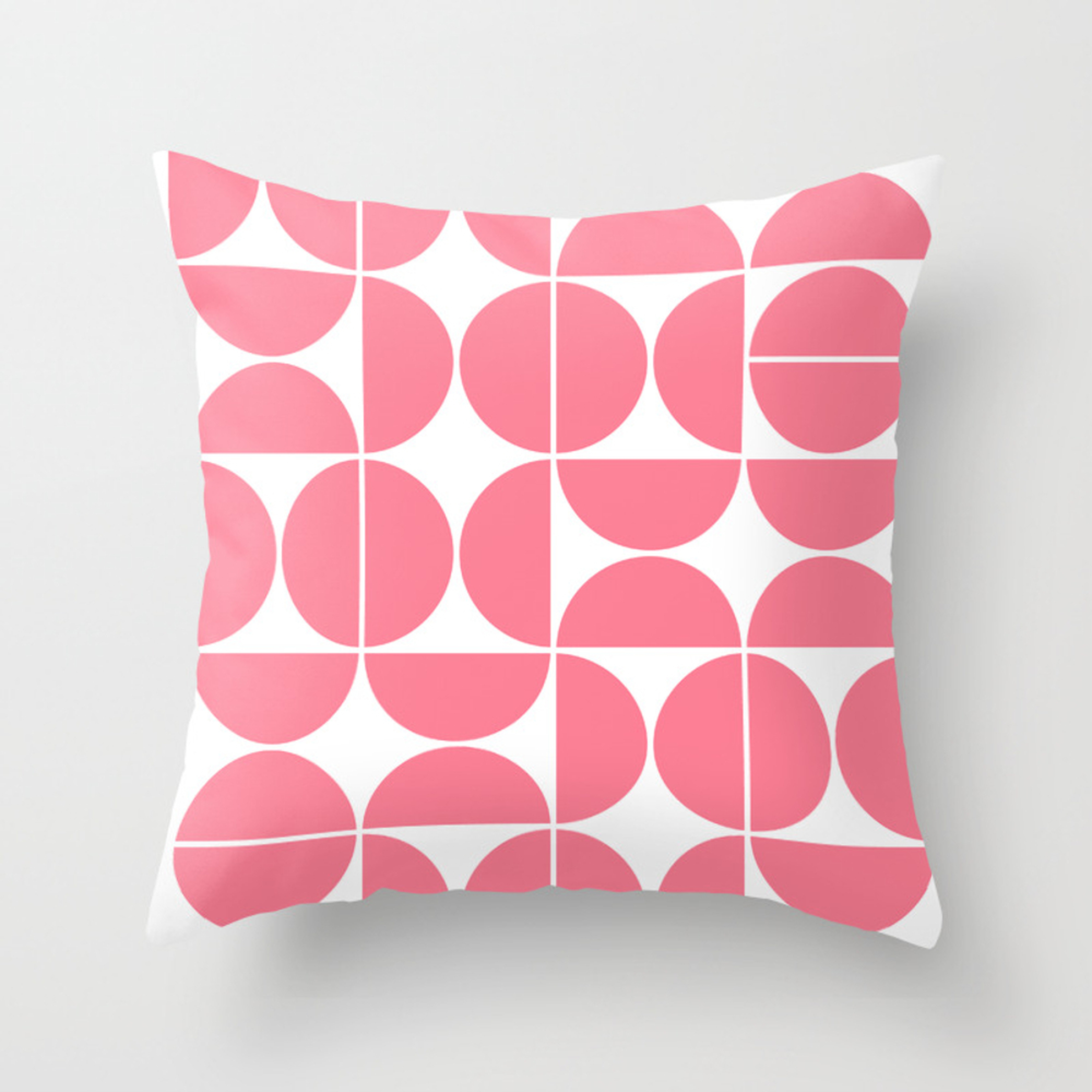 Mid Century Modern Geometric 04 Pink Throw Pillow by The Old Art Studio - Cover (20" x 20") With Pillow Insert - Outdoor Pillow - Society6