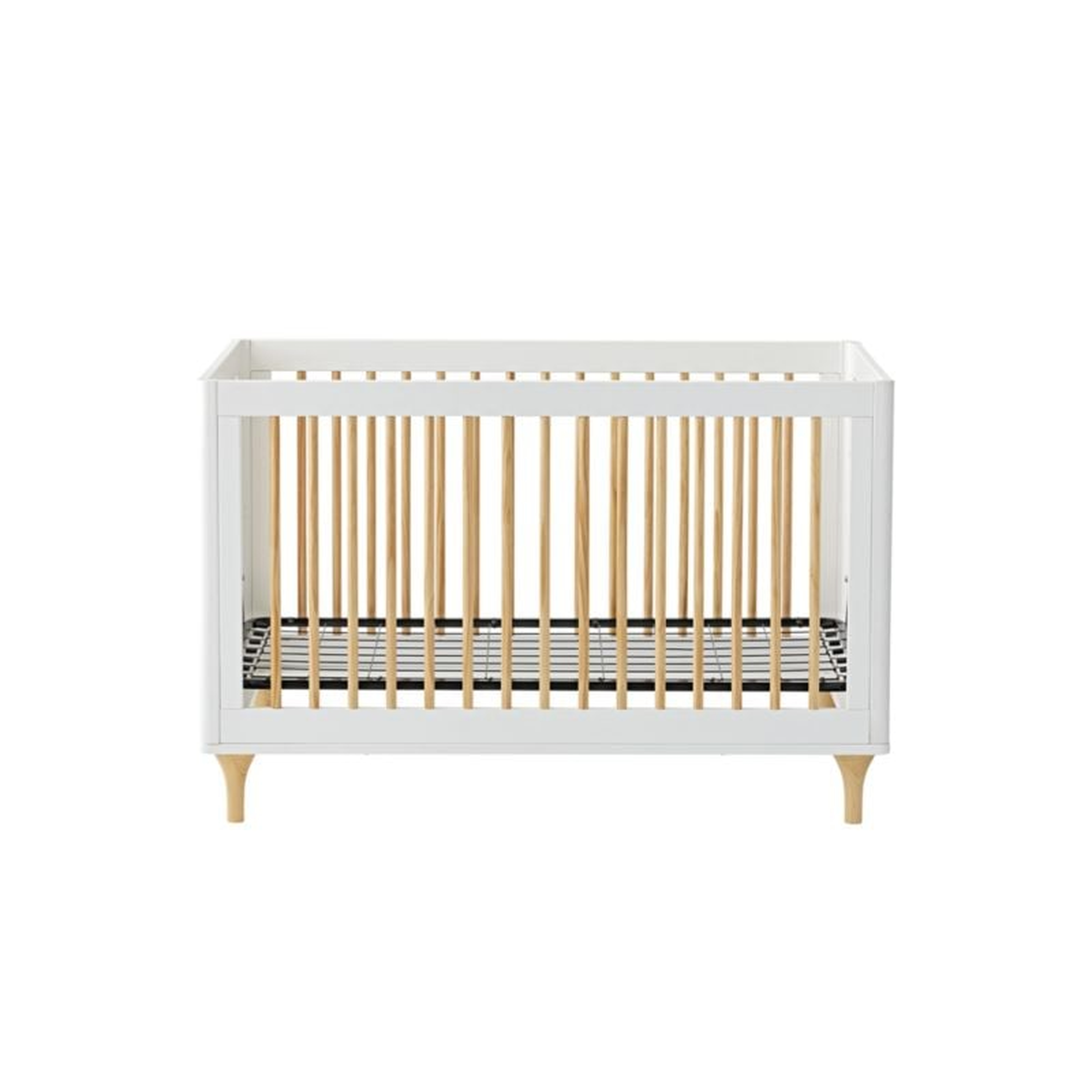 Babyletto Lolly White & Natural Wood 3-in-1 Convertible Baby Crib with Toddler Bed Conversion Kit - Crate & Kids
