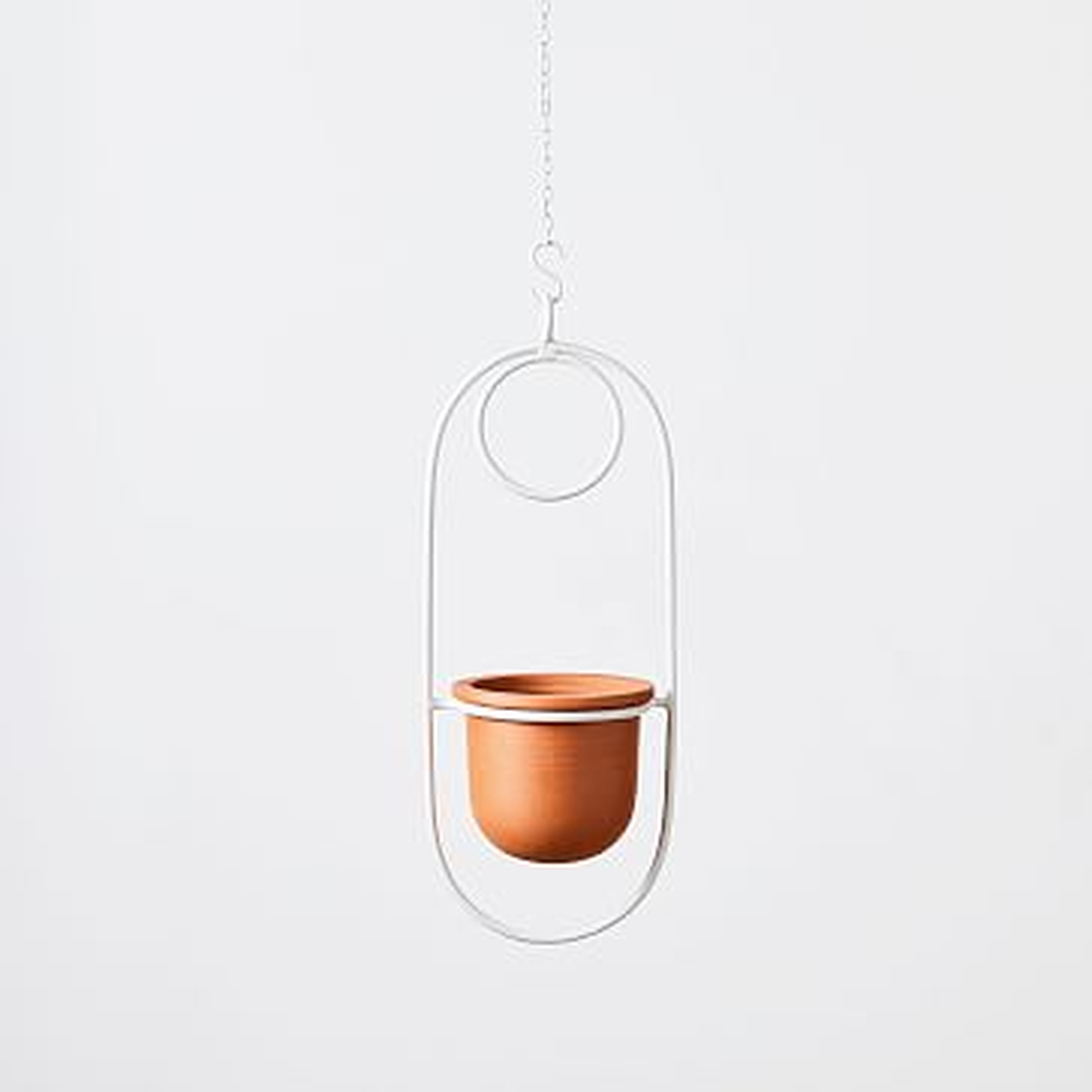 Paperclip Hanging Planter, Small Terracotta Pot, White Planter - West Elm