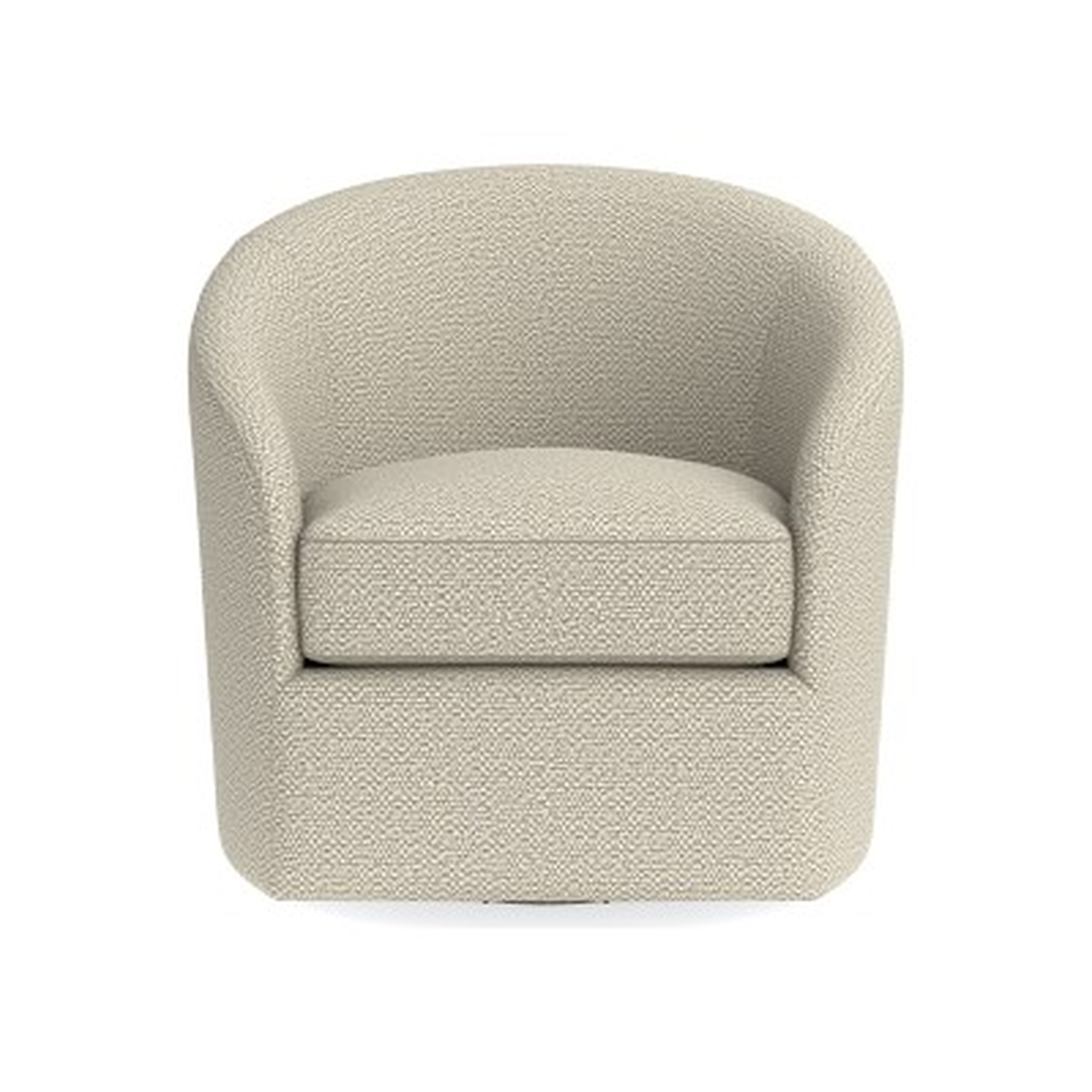 Montclair Swivel Chair, Standard Cushion, Perennials Performance Chenille Weave, Ivory, Ebony Leg - Williams Sonoma
