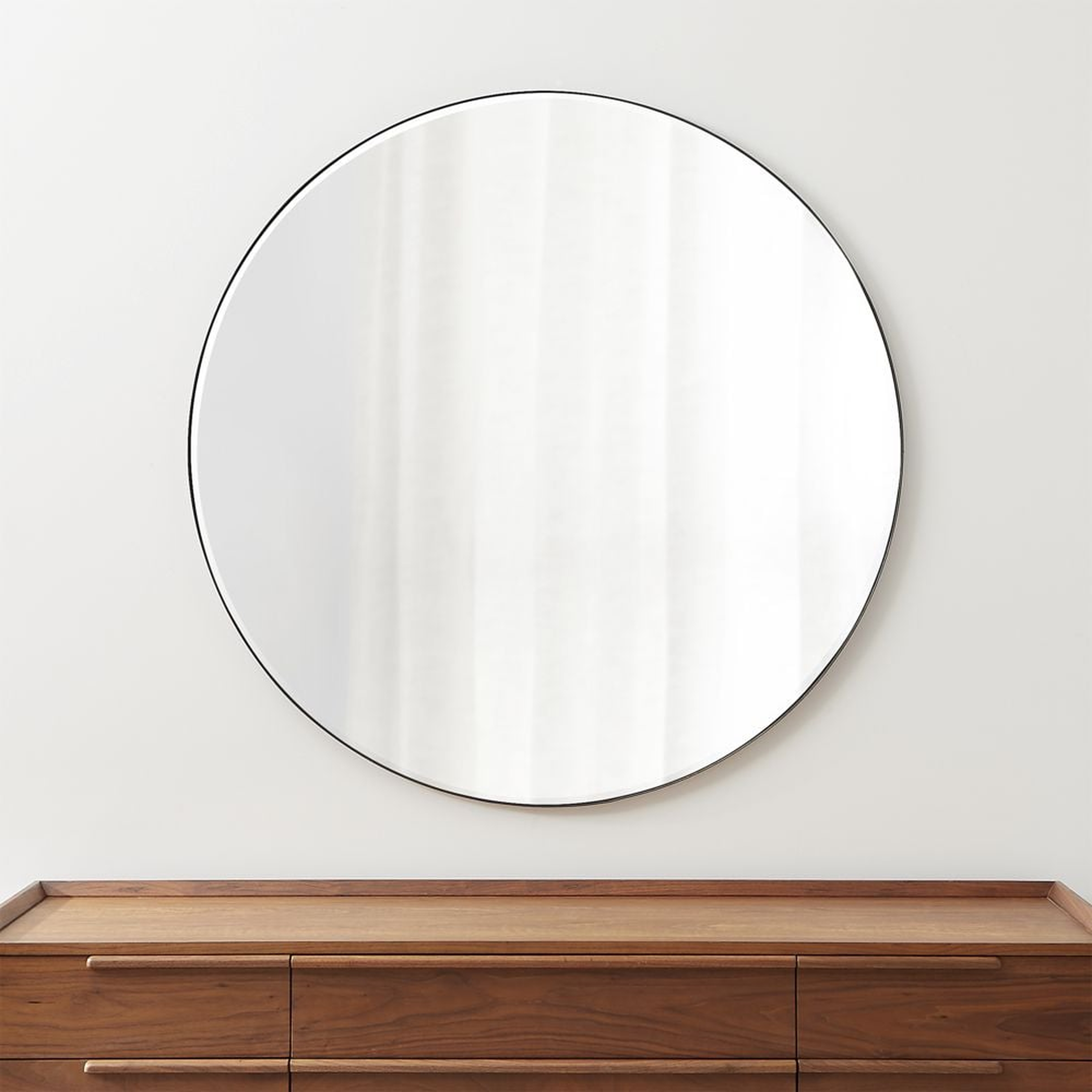Edge Black Round Wall Mirror 48" - Crate and Barrel