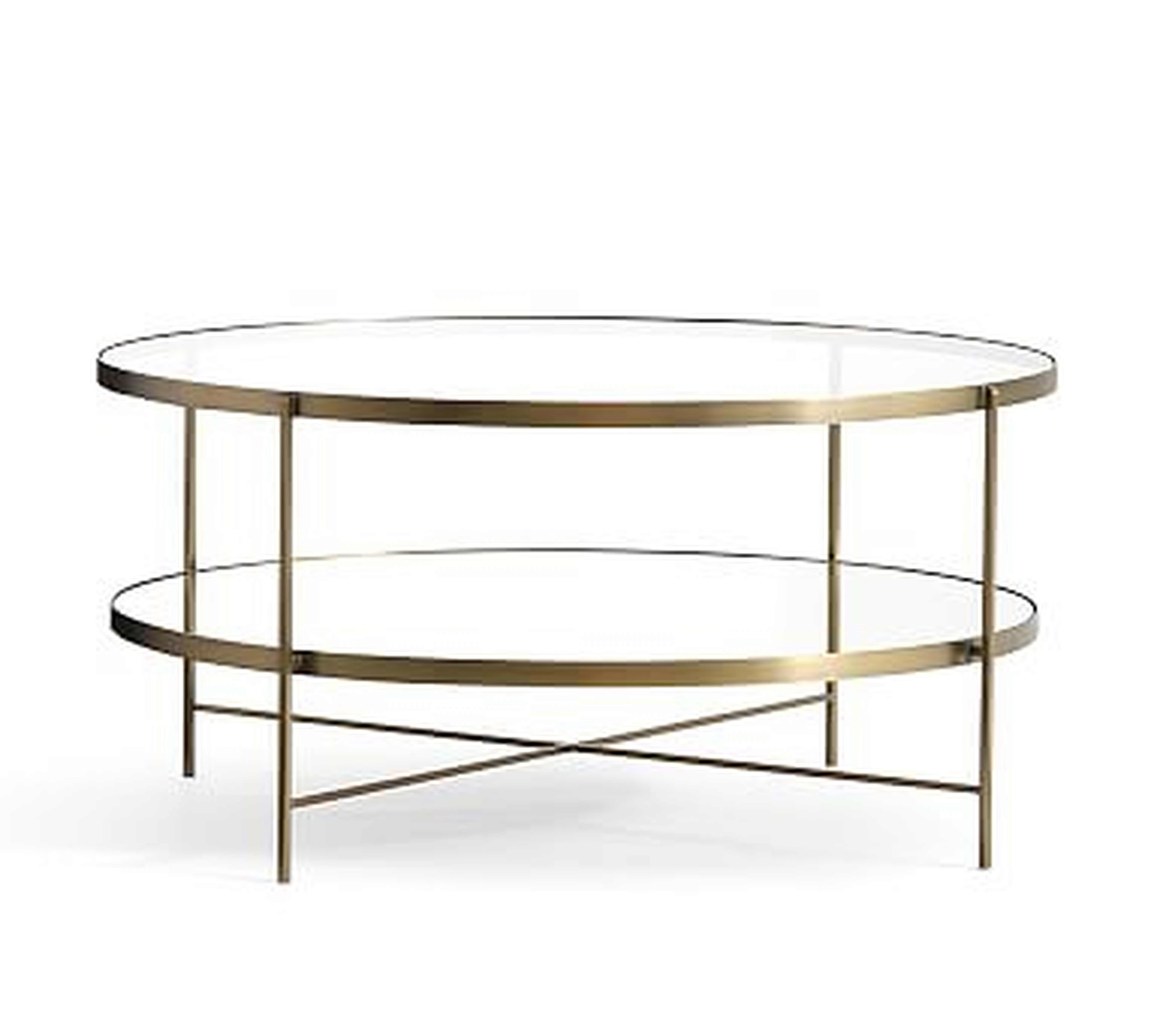DISCONTINUED Leona Round Coffee Table, Brass - Pottery Barn