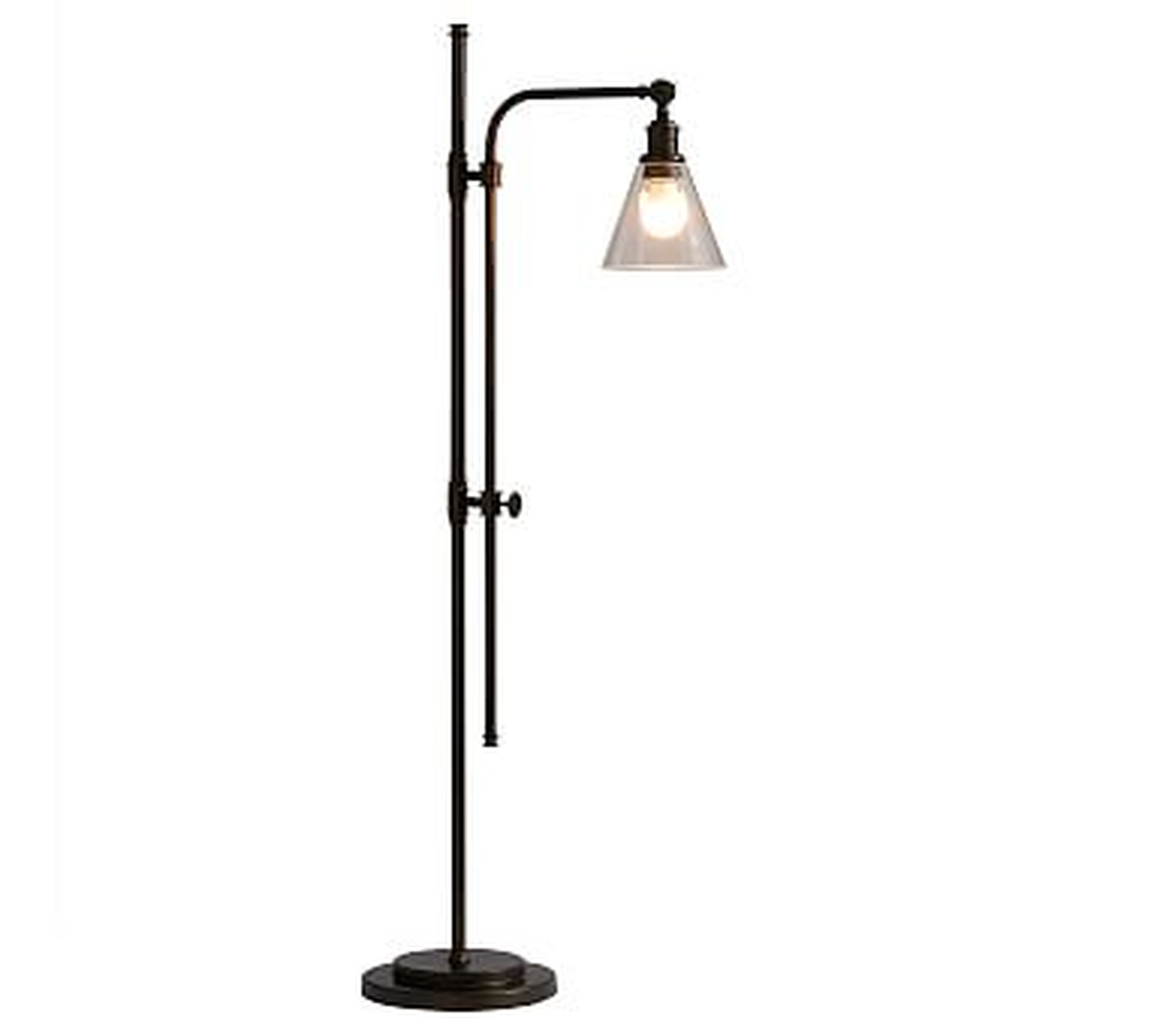 PB Classic Flared Glass Articulating Floor Lamp, Bronze Base - Pottery Barn