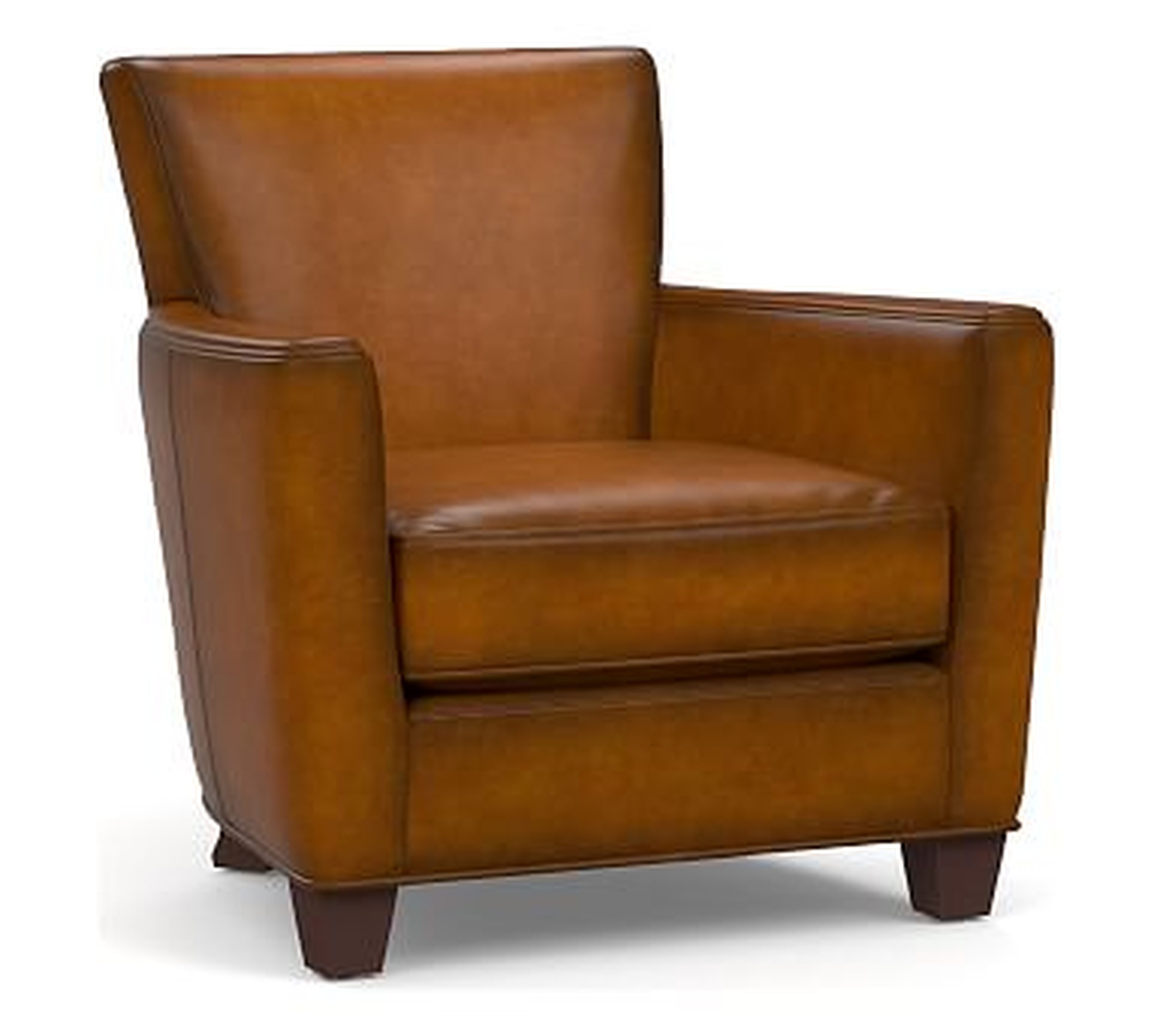 Irving Square Arm Leather Armchair, Polyester Wrapped Cushions, Burnished Bourbon - Pottery Barn