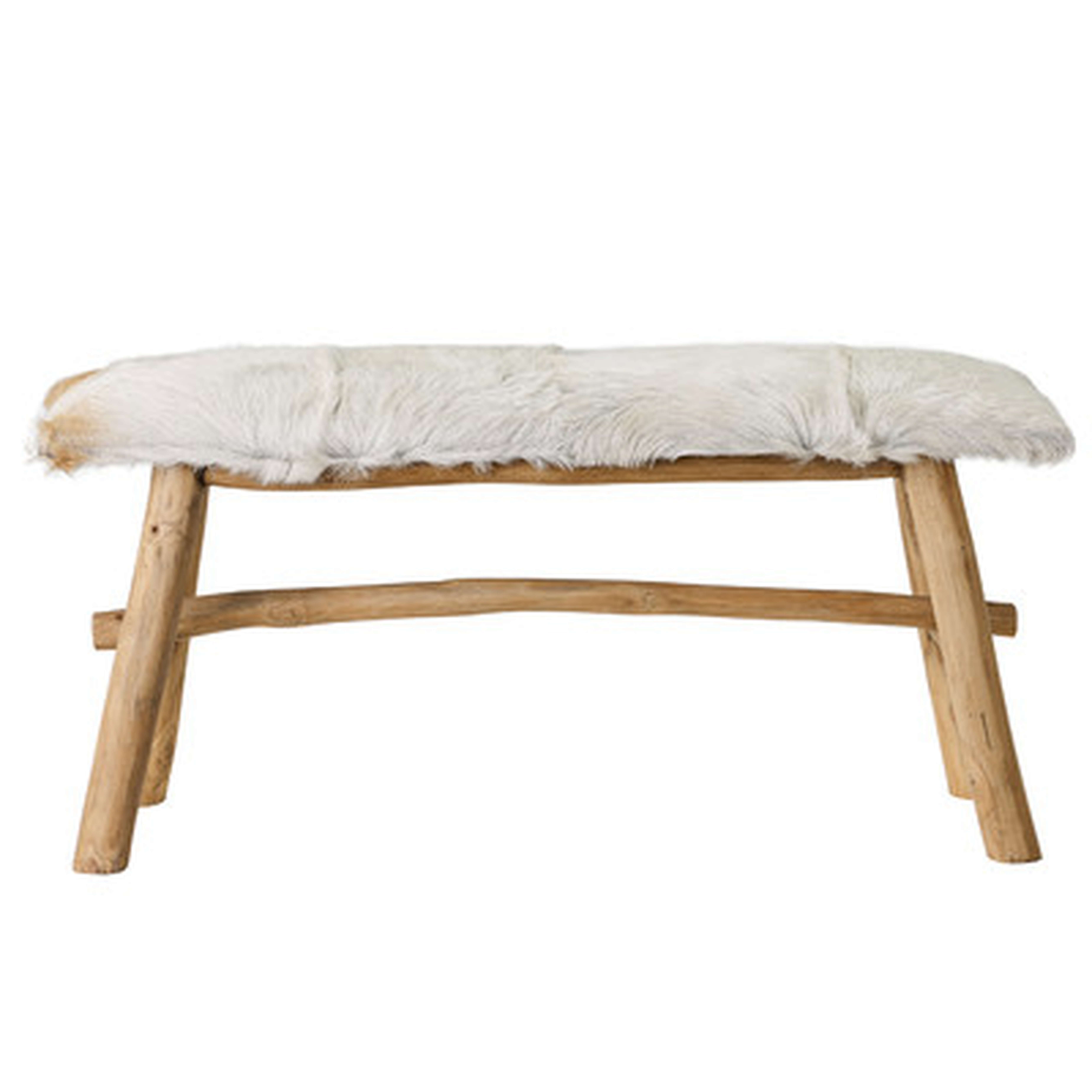 Noell Wood and Goat Fur Bench - Wayfair