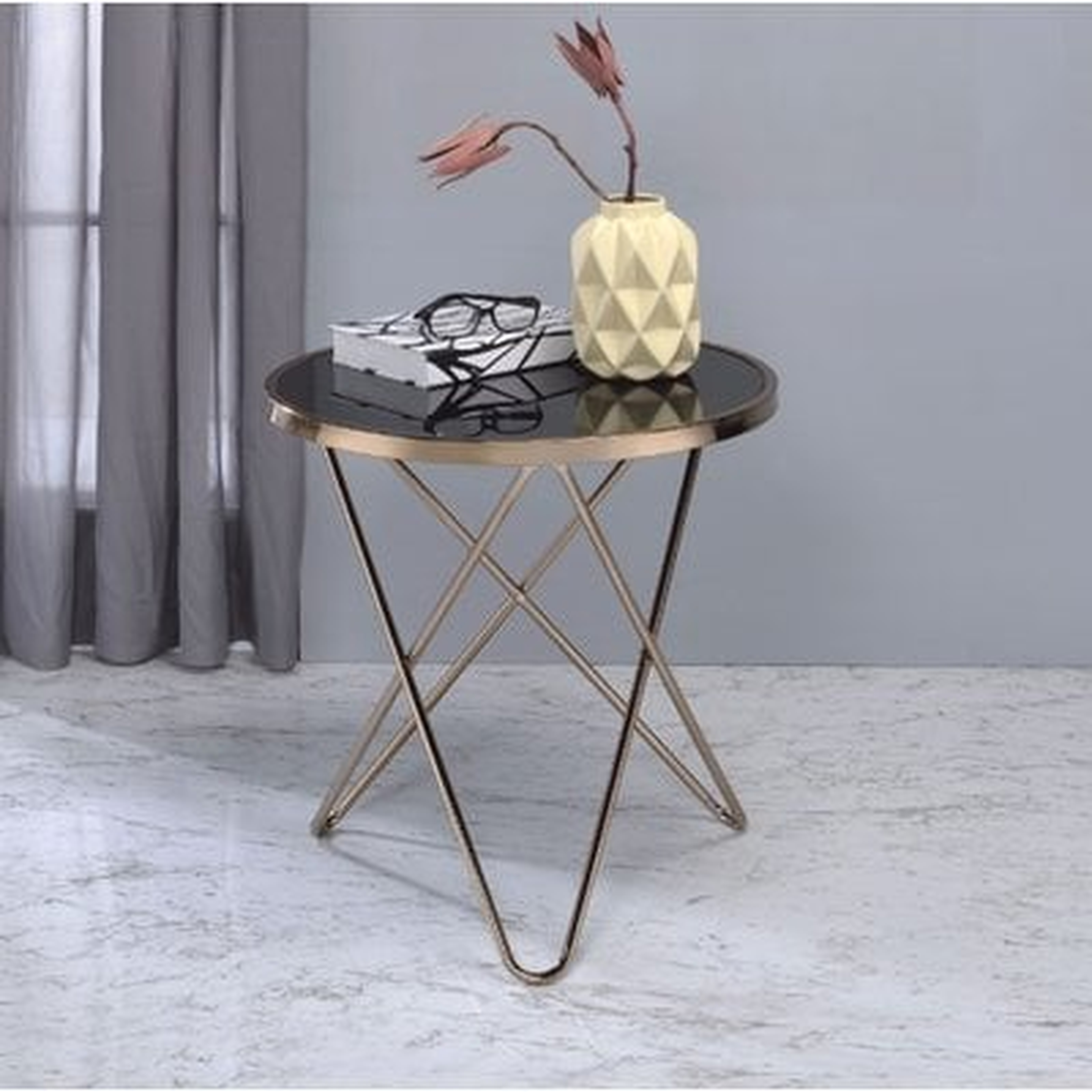 Brockman Frosted Glass and Champagne End Table - Wayfair