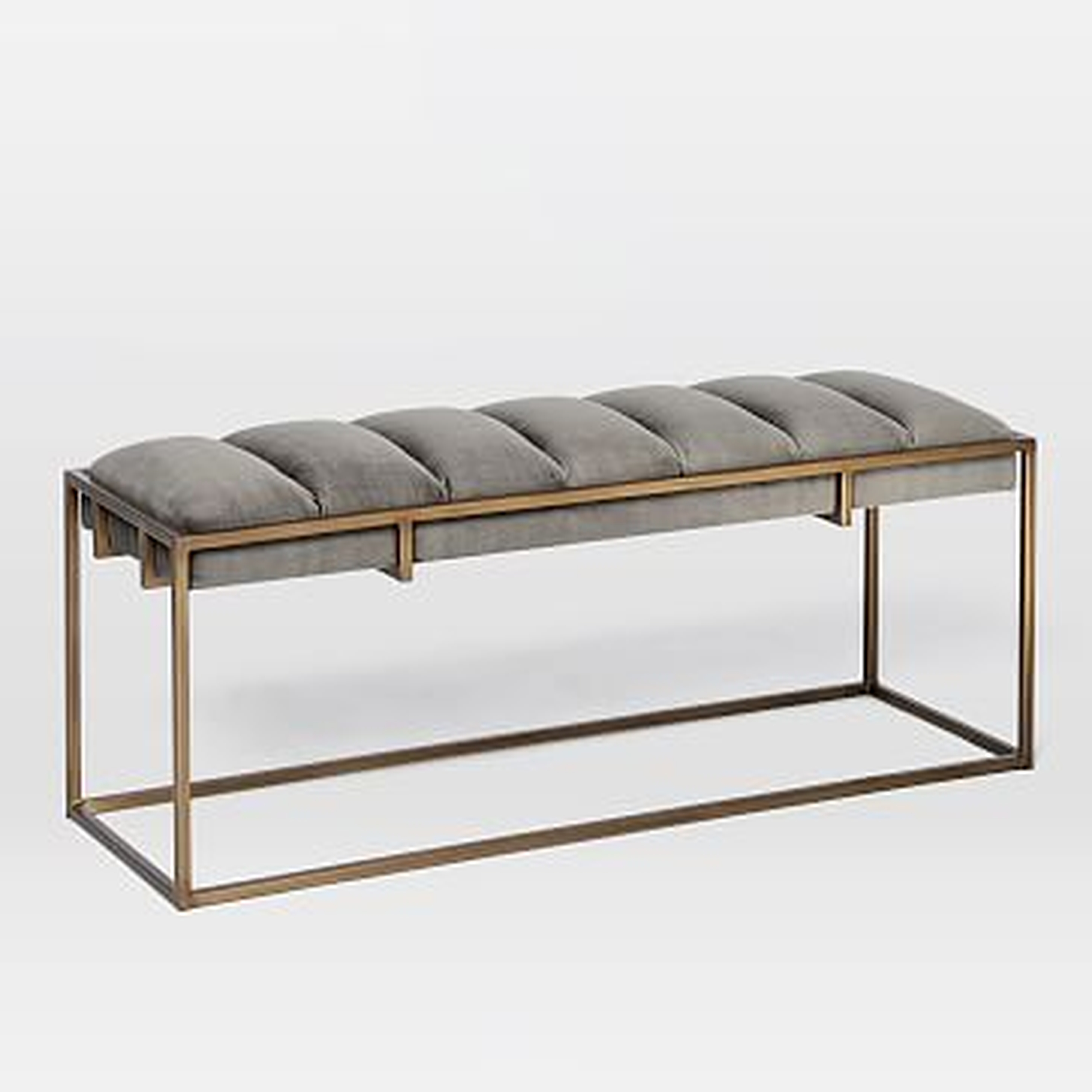 Fontanne Ottoman Bench - Fabric, Gray Washed Velvet - West Elm