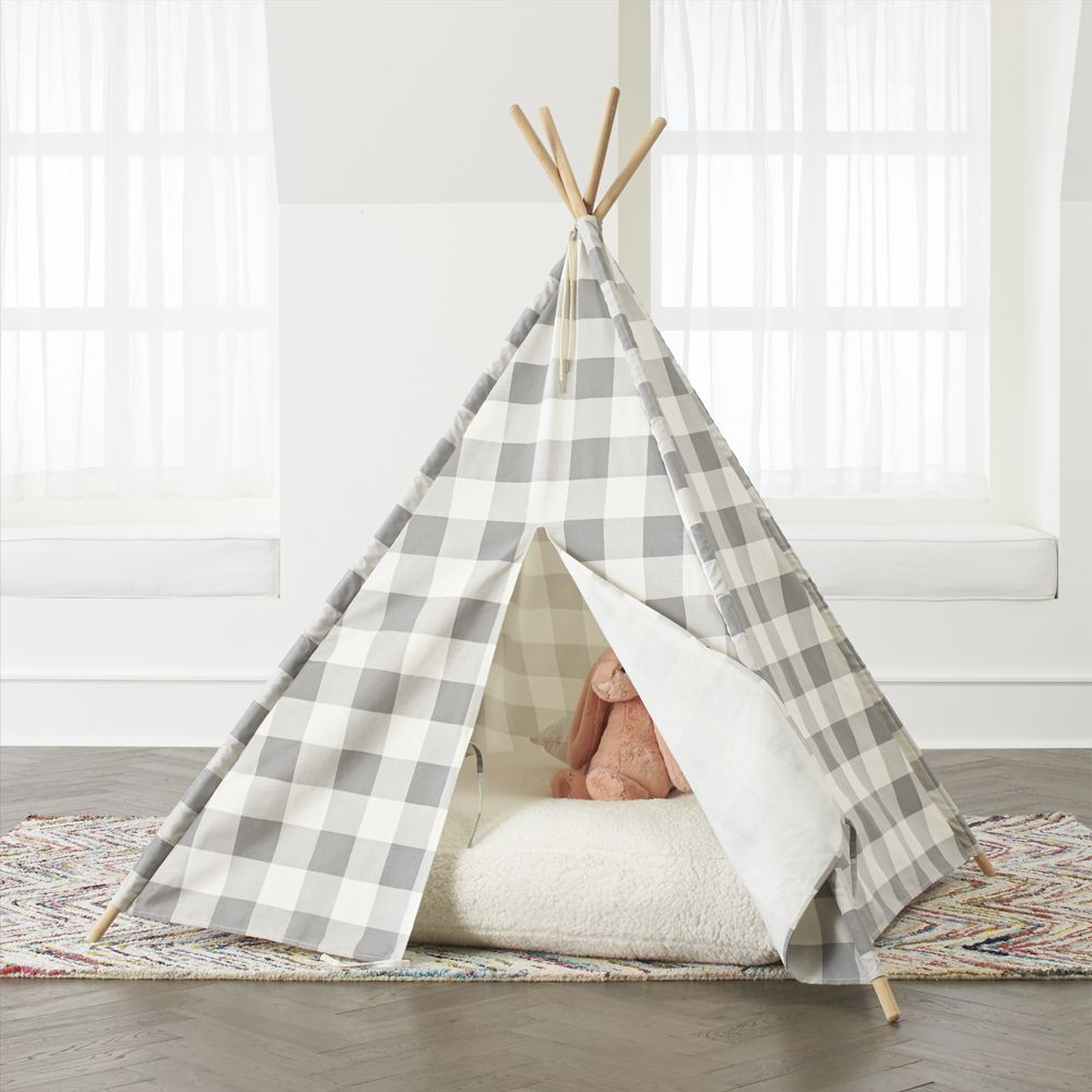 Grey Buffalo Check Teepee and Cushion Set - Crate & Kids