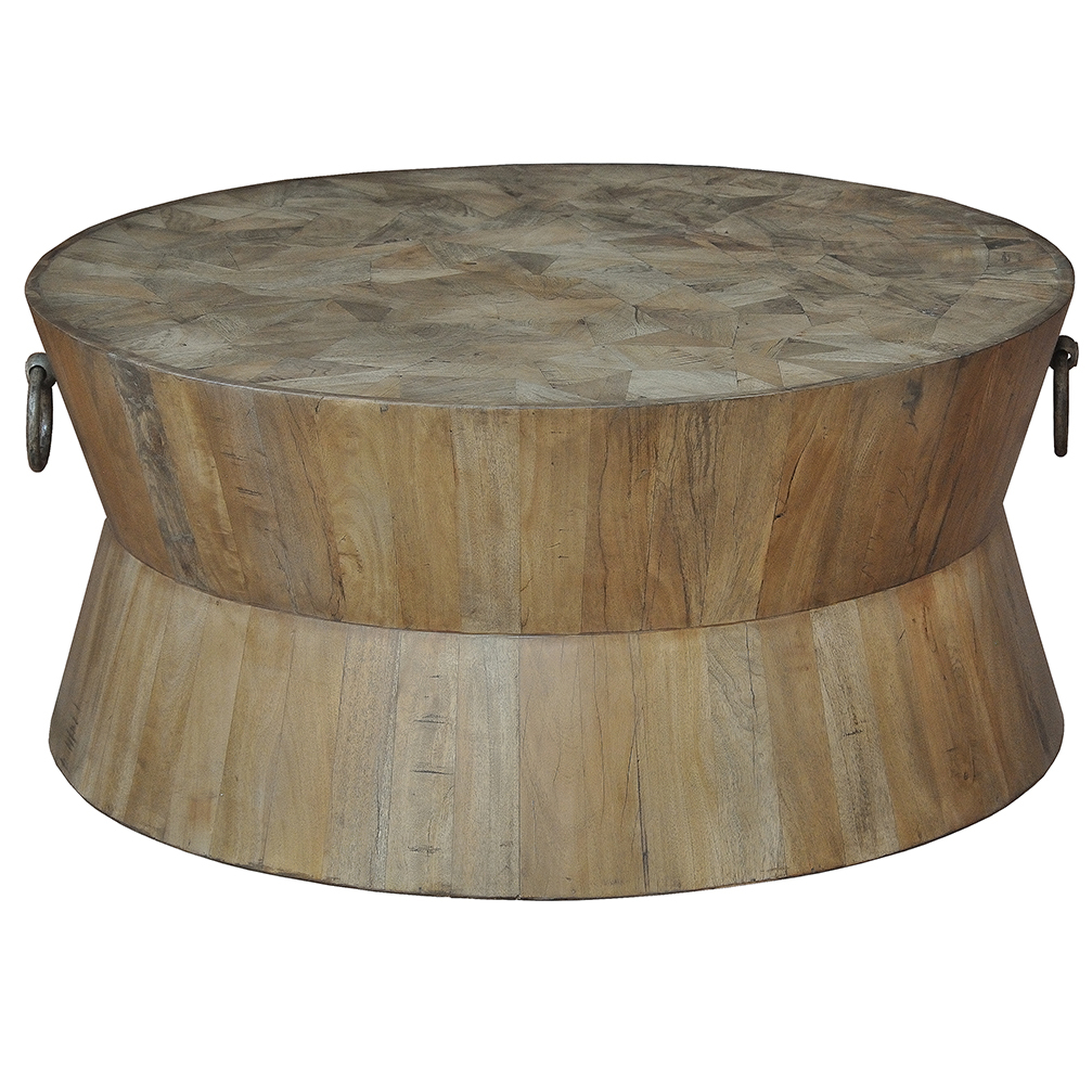 Thea Rustic Lodge Round Wood Coffee Table - Kathy Kuo Home