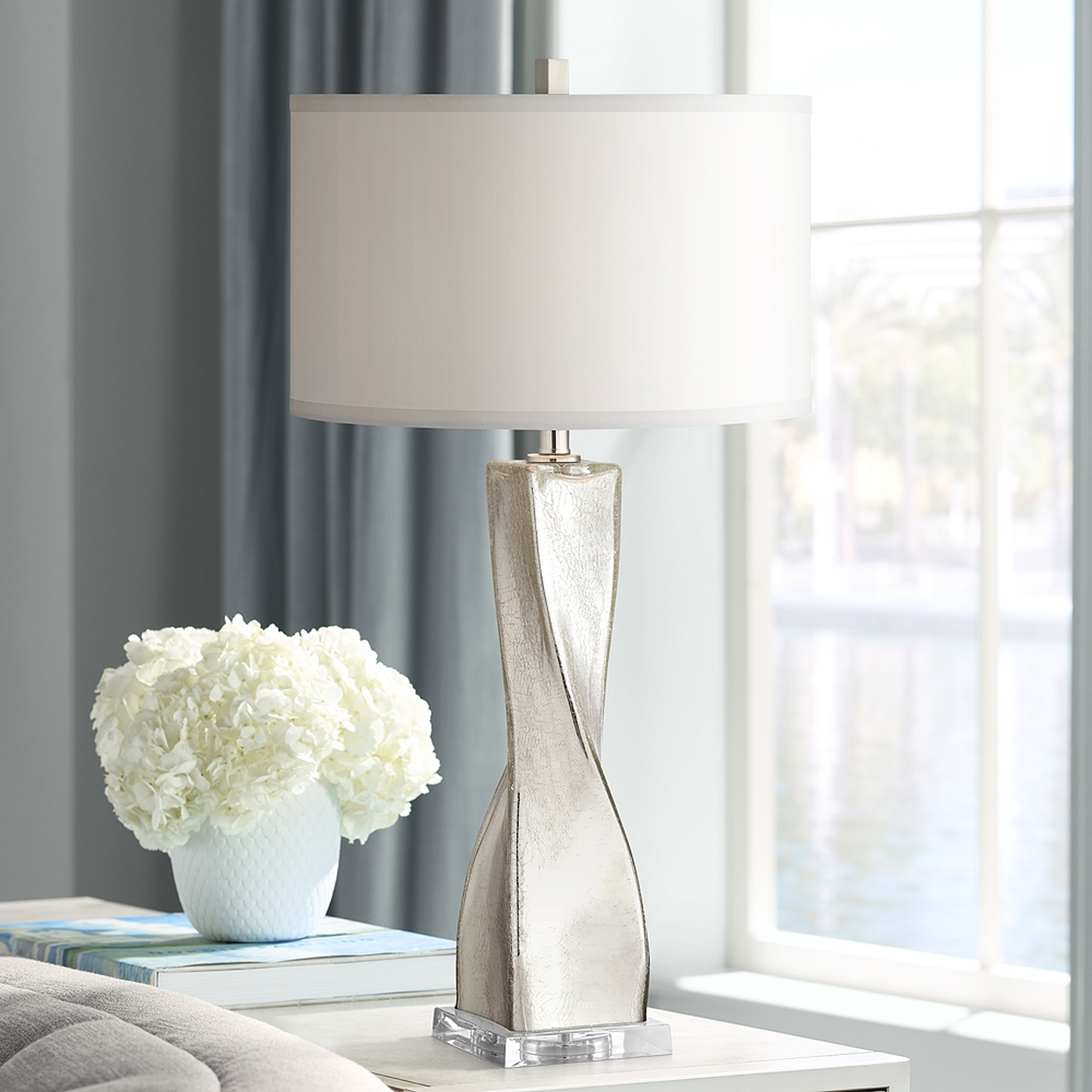 Oirin Silver Twist Crackle Mercury Glass Table Lamp - Style # 68R18 - Lamps Plus