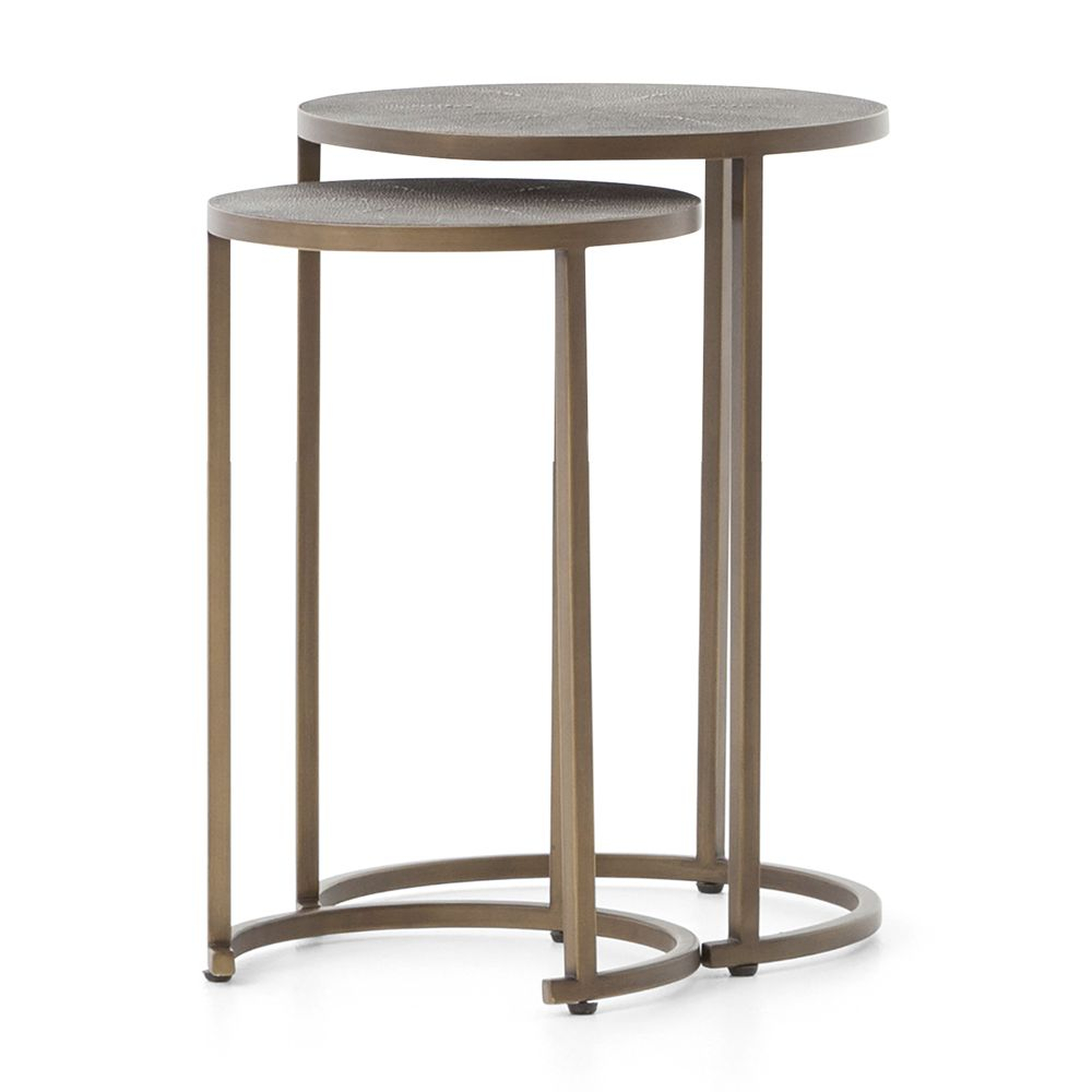 Shagreen Antique Brass Nesting Accent Tables - Crate and Barrel