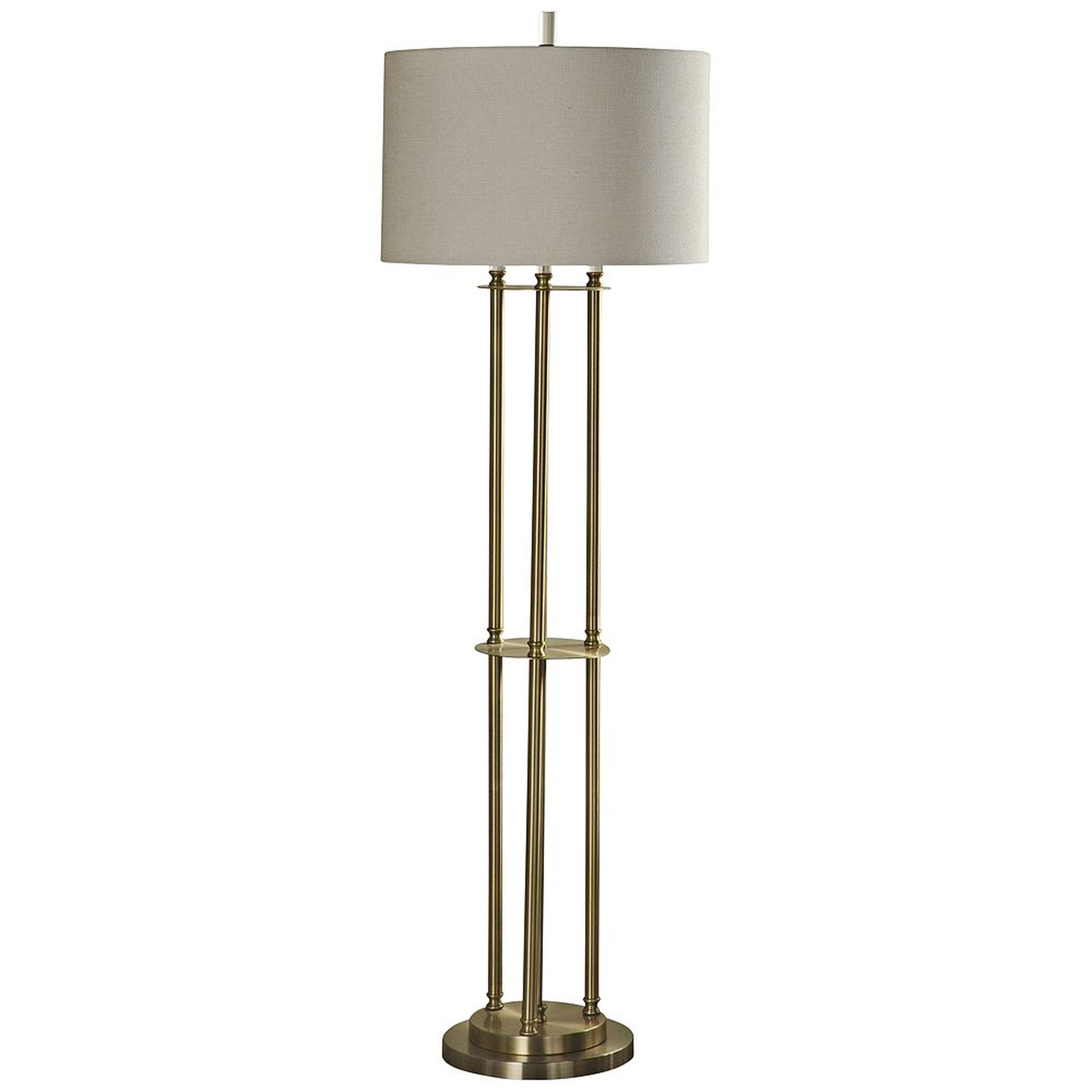 Brass Column Floor Lamp with Taupe Fabric Shade - Style # 66C63 - Lamps Plus