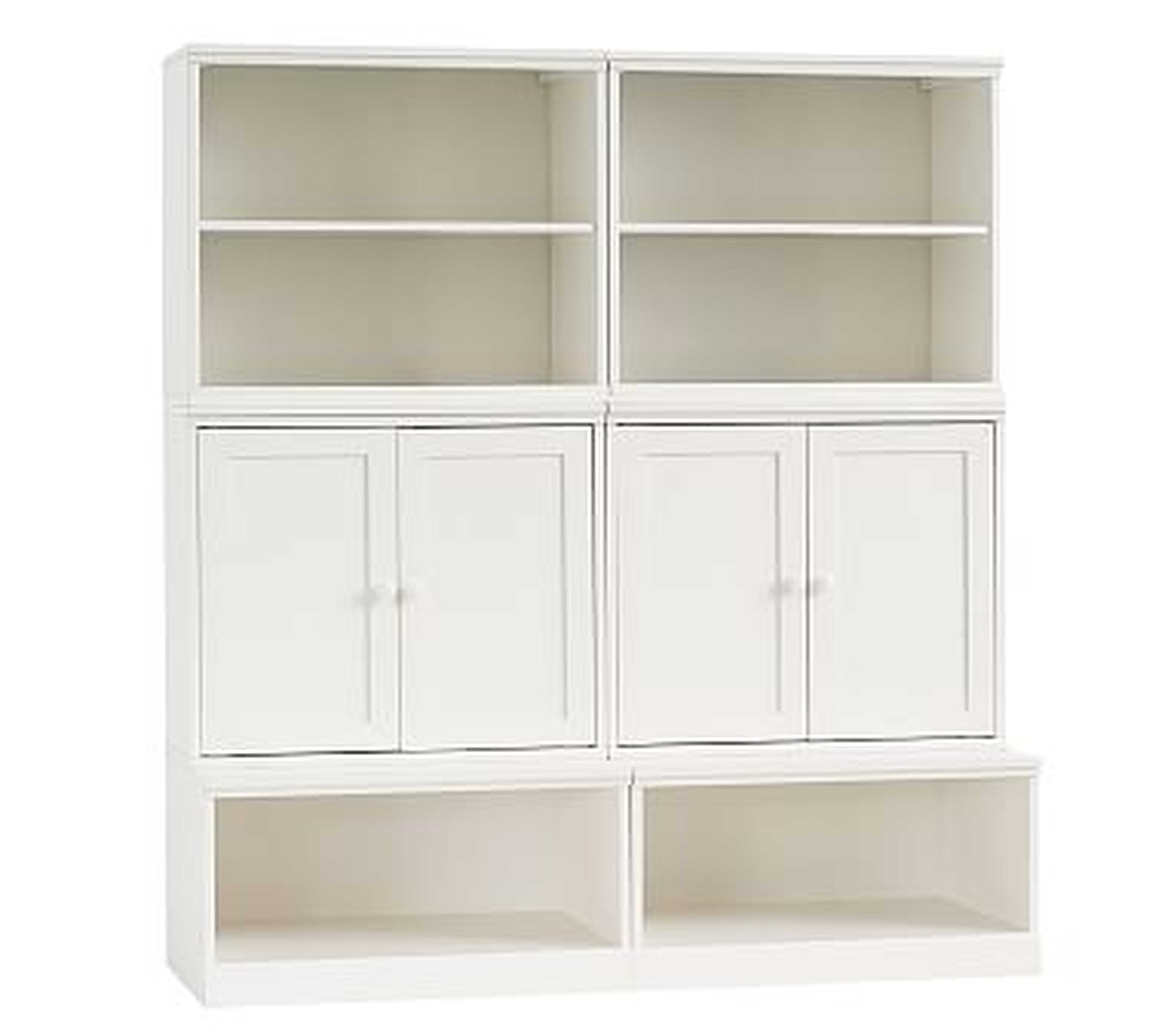 Cameron 2 Bookcase Cubbies, 2 Cabinets, & 2 Open Bases, Simply White, UPS - Pottery Barn Kids