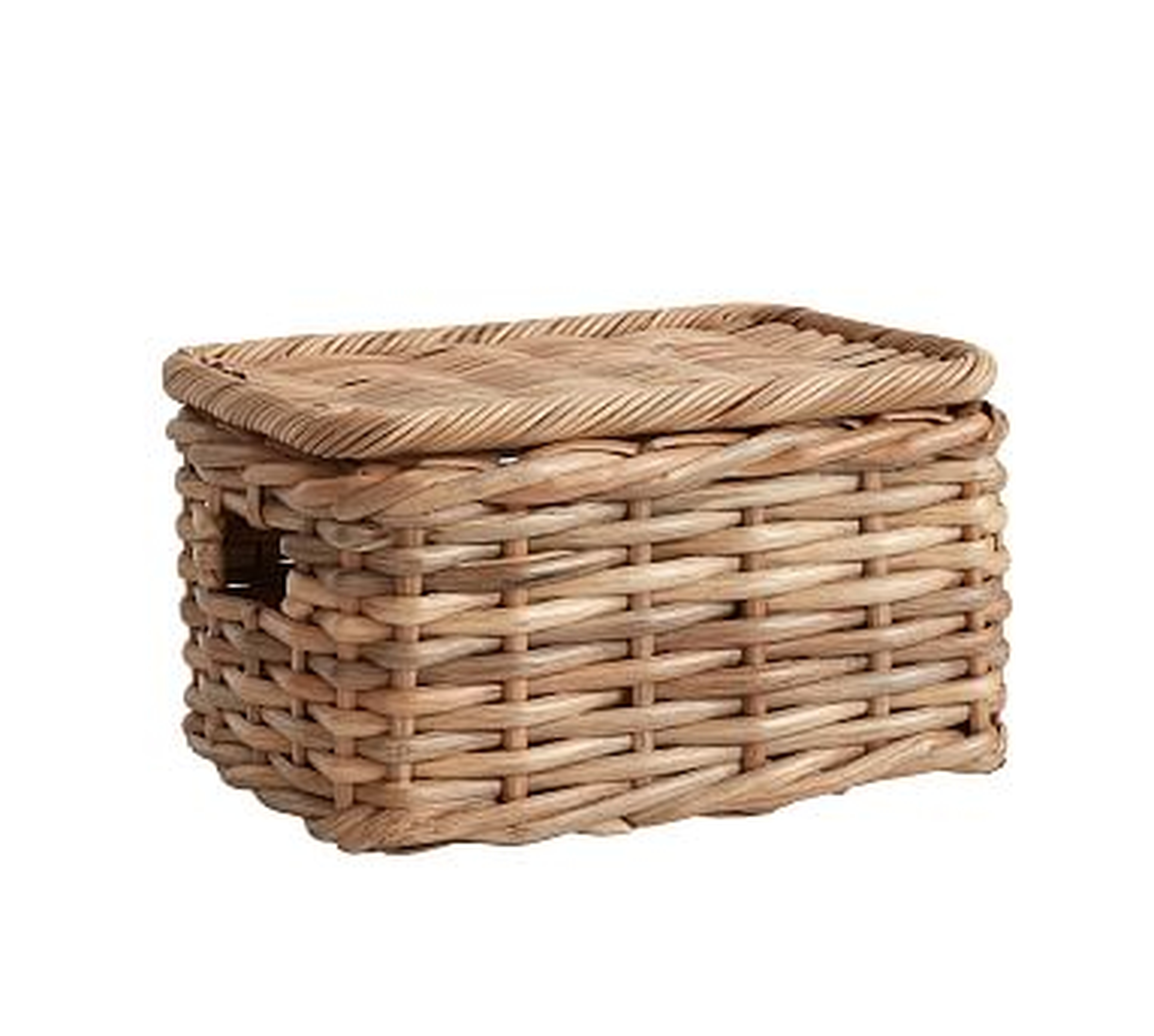 Aubrey Woven Lidded Baskets, Small, Natural - Pottery Barn