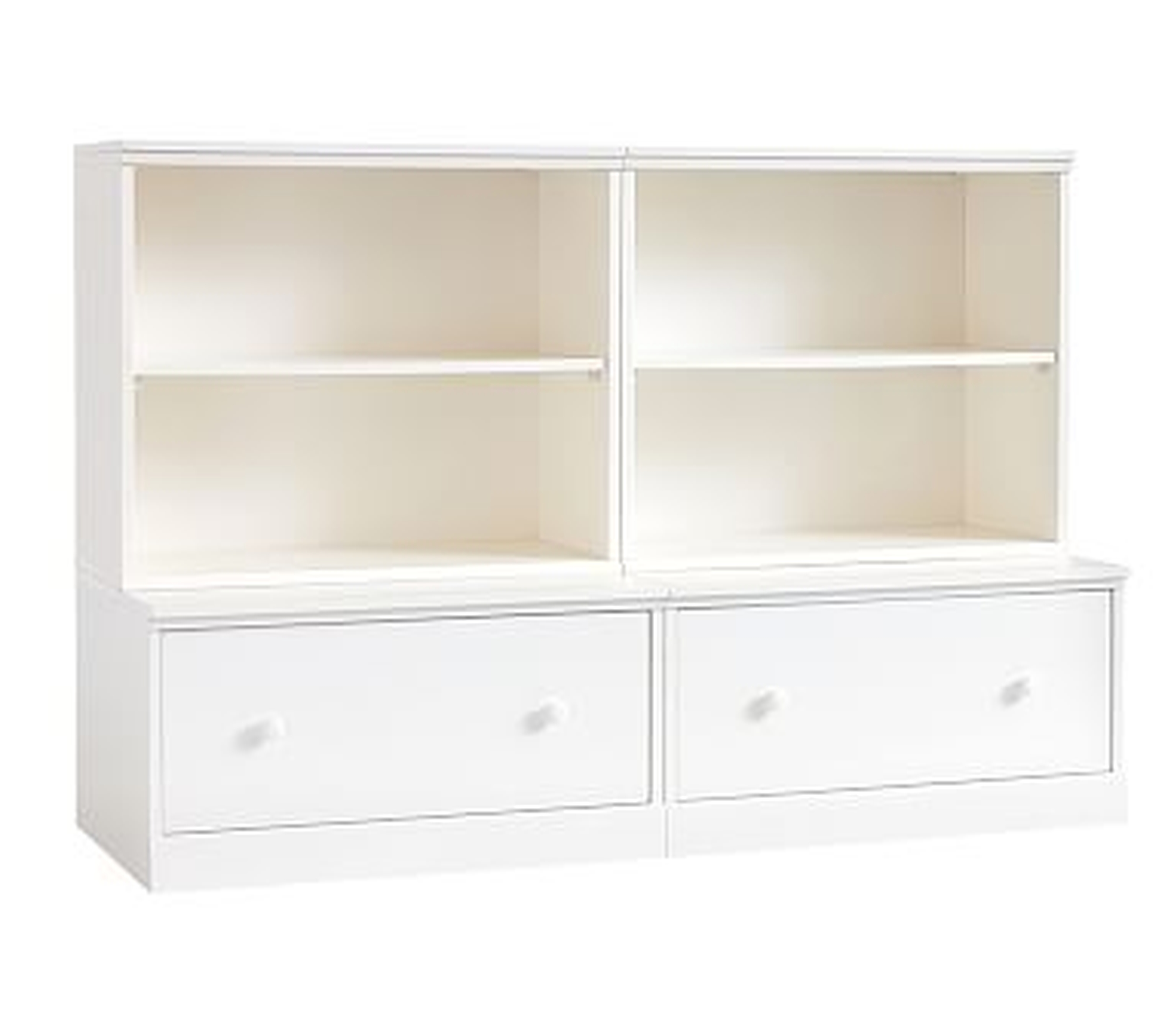 Cameron 2 Bookcase Cubbies & 2 Drawer Base Set, Simply White, UPS - Pottery Barn Kids